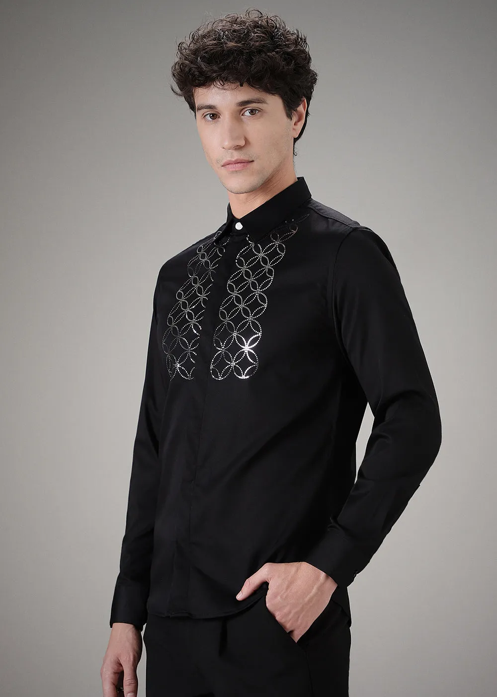 Concentric Black Designer Shirt