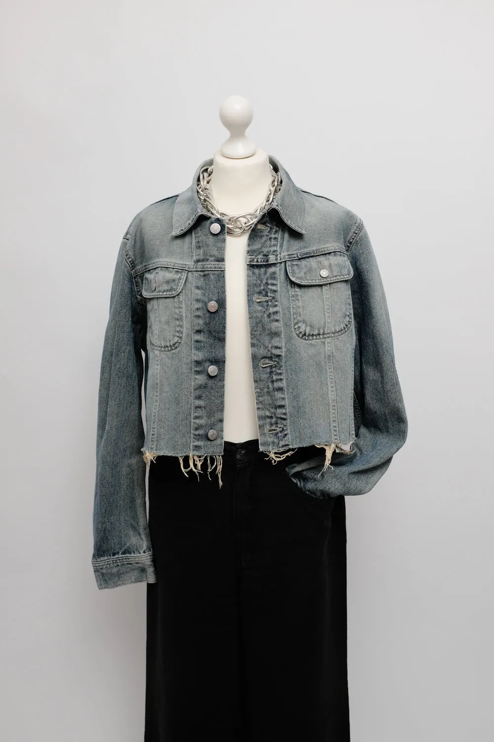 DIESEL CROP FADED VINTAGE DENIM JACKET