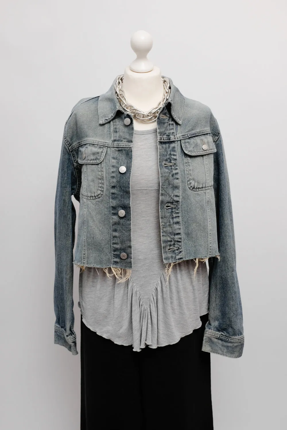 DIESEL CROP FADED VINTAGE DENIM JACKET