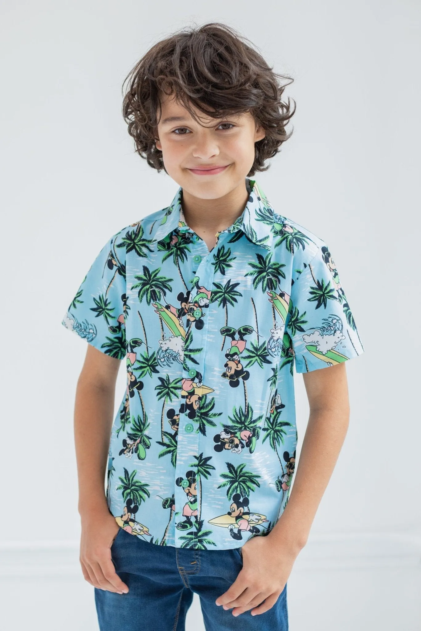 Disney Mickey Mouse Hawaiian Button Down Dress Shirt