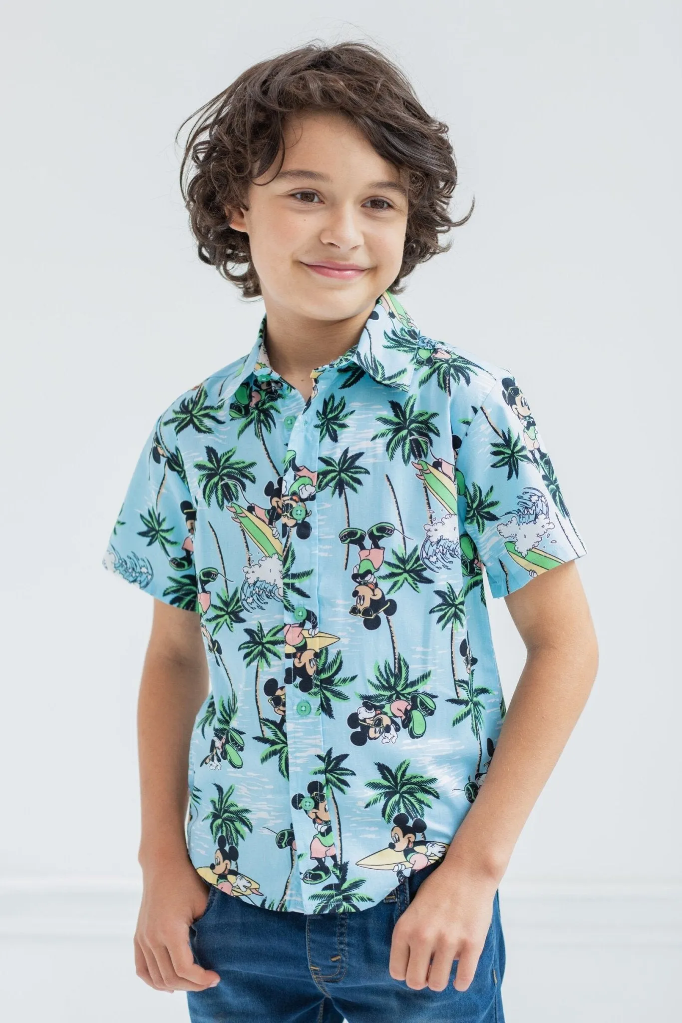 Disney Mickey Mouse Hawaiian Button Down Dress Shirt