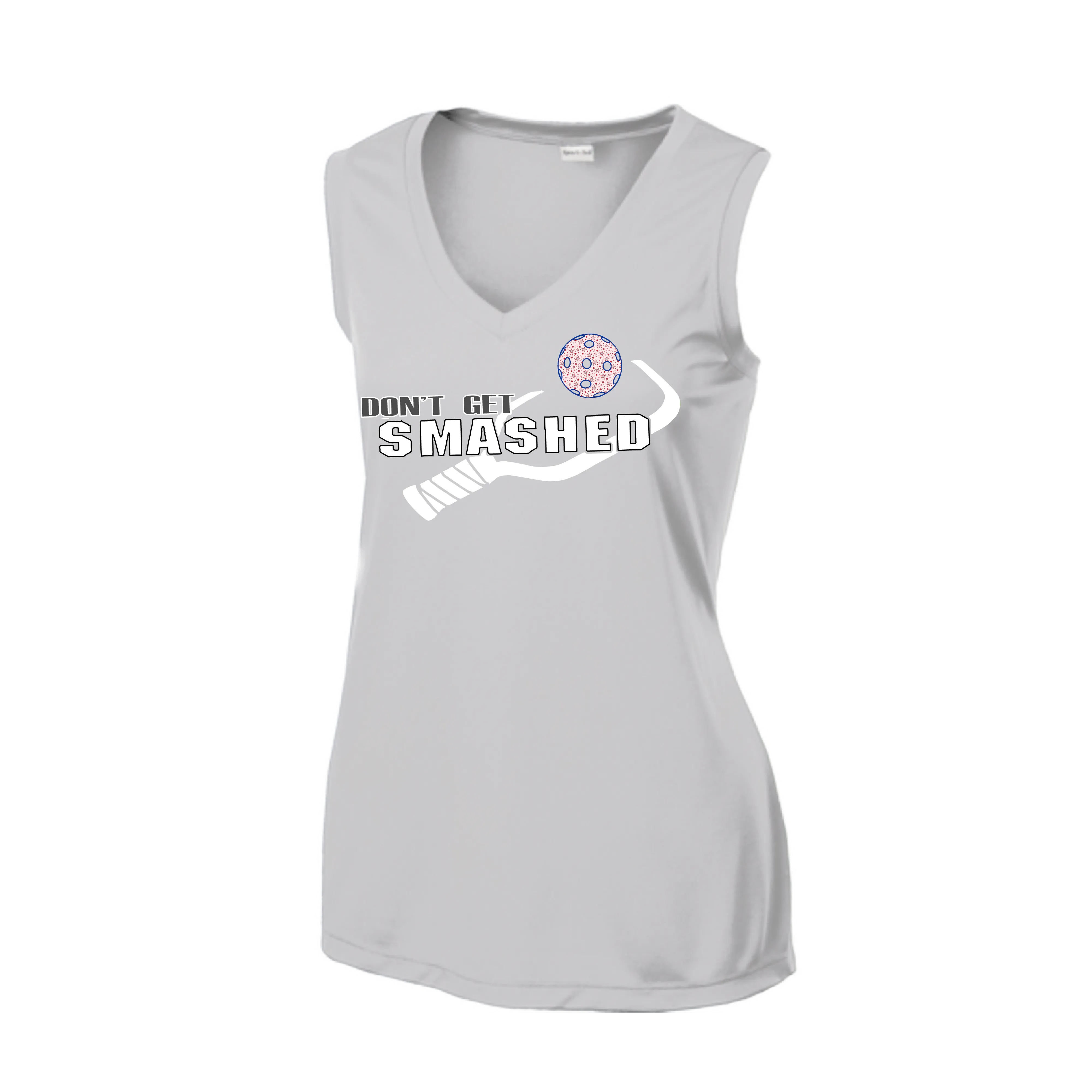 Don't Get Smashed With Pickleballs (Patriotic Stars) | Women’s Sleeveless Athletic Shirt | 100% Polyester