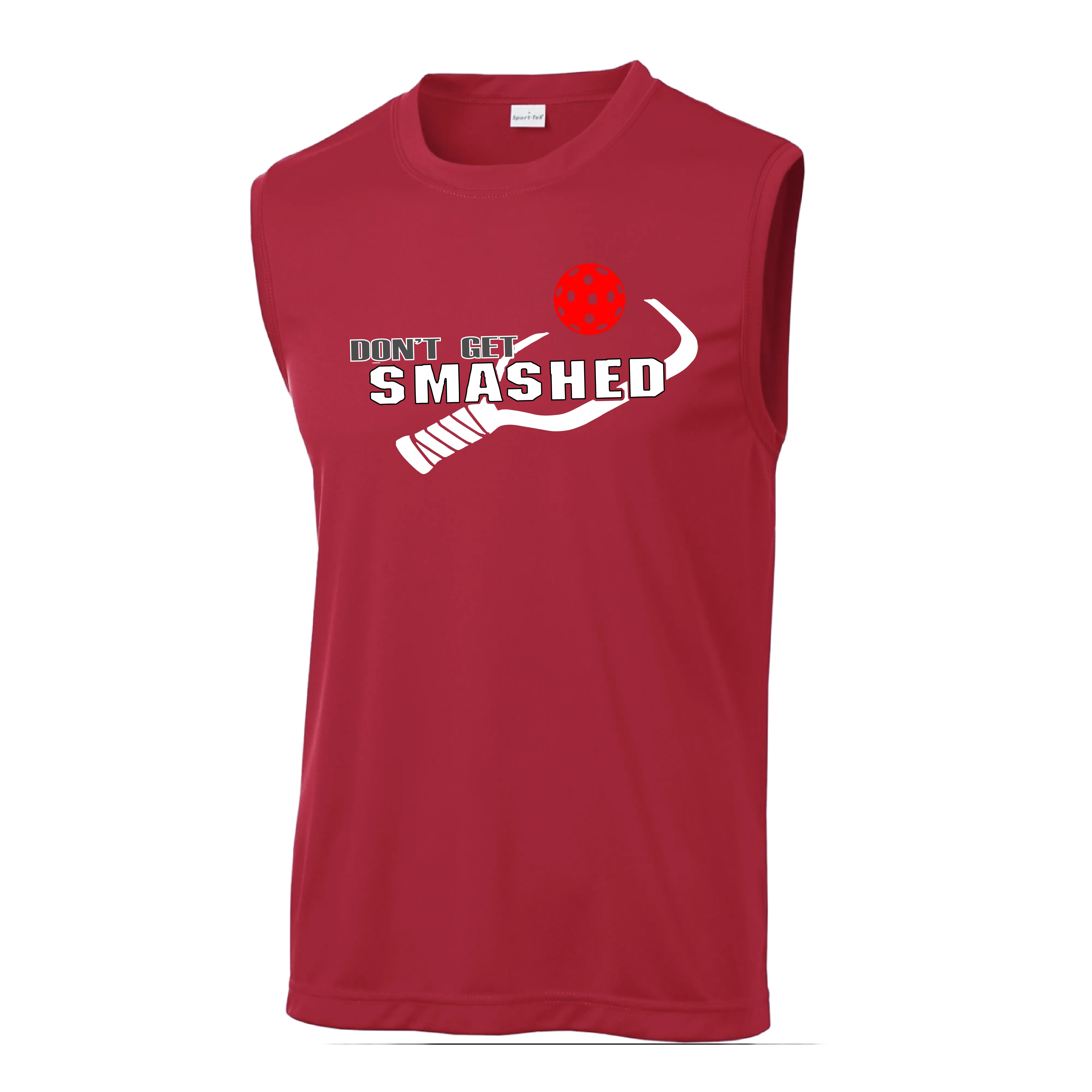 Don't Get Smashed With Pickleballs (Purple Rainbow White Yellow Red) Customizable | Men's Sleeveless Pickleball Shirt | 100% Polyester