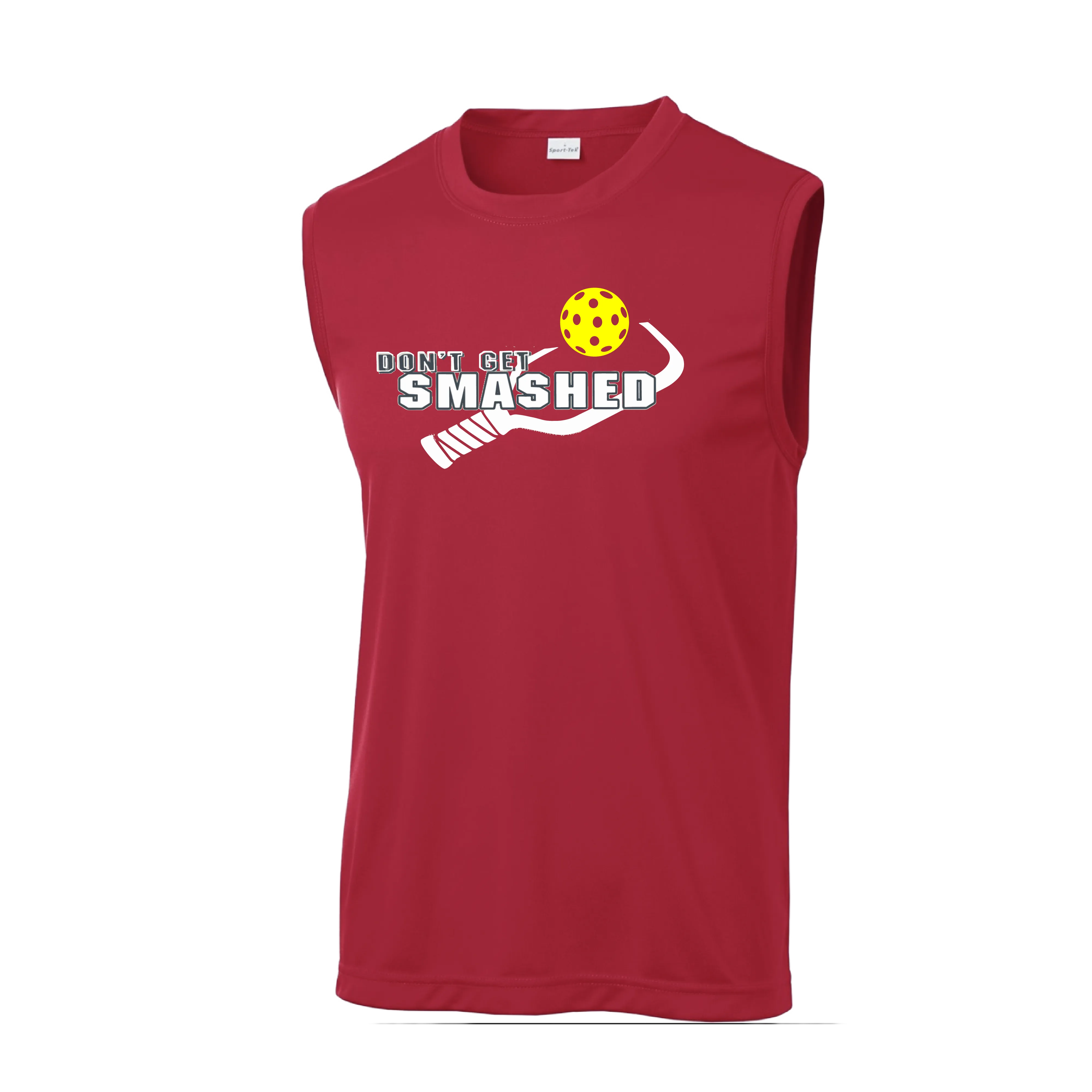 Don't Get Smashed With Pickleballs (Purple Rainbow White Yellow Red) Customizable | Men's Sleeveless Pickleball Shirt | 100% Polyester