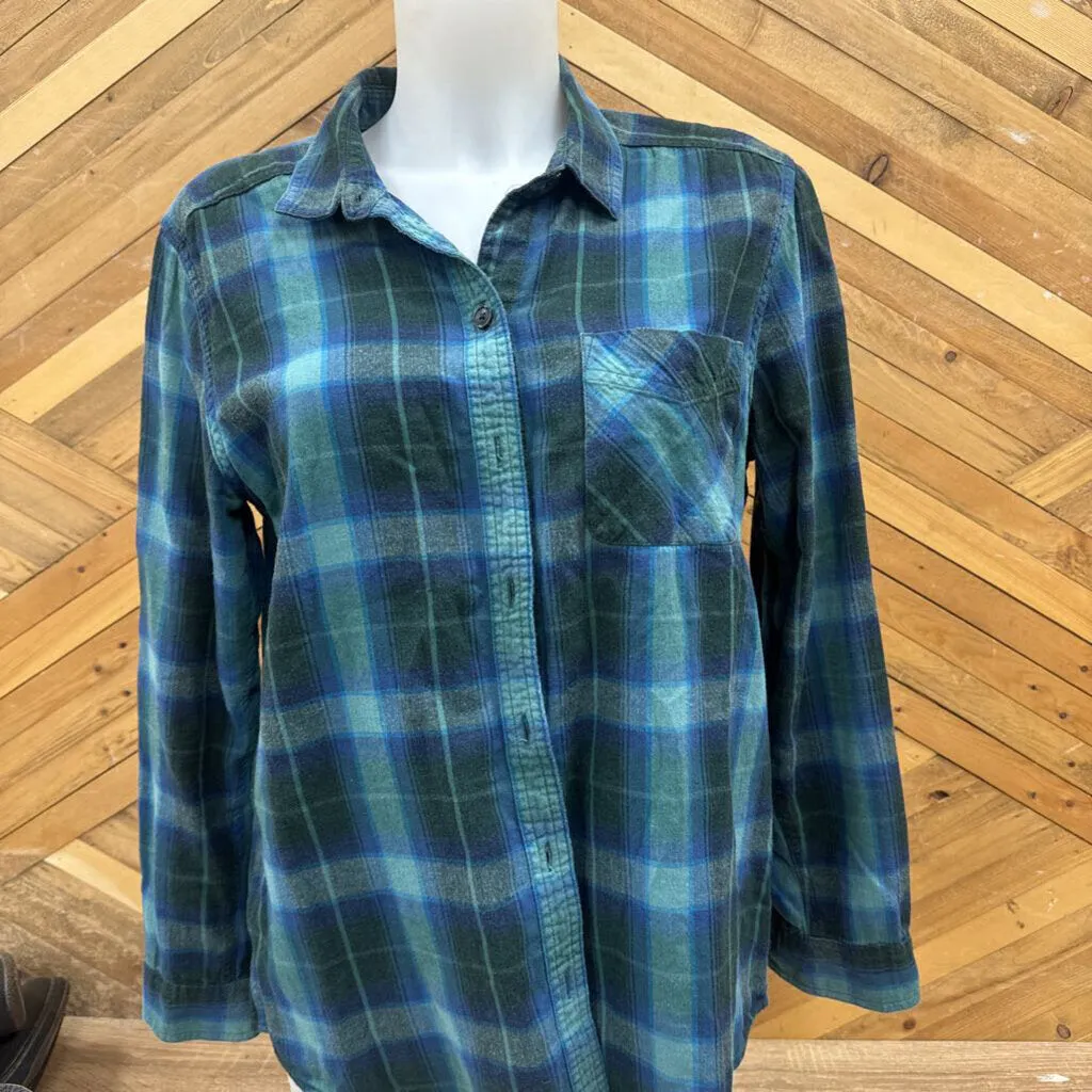 Eddie Bauer - Women's Flannel Shirt - MSRP comp $100: Navy/Blue-women-LG