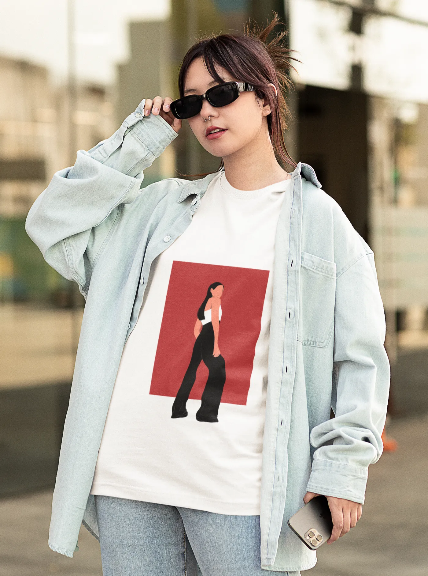 Fashion Girl Art Oversized White Printed T-shirt Unisex