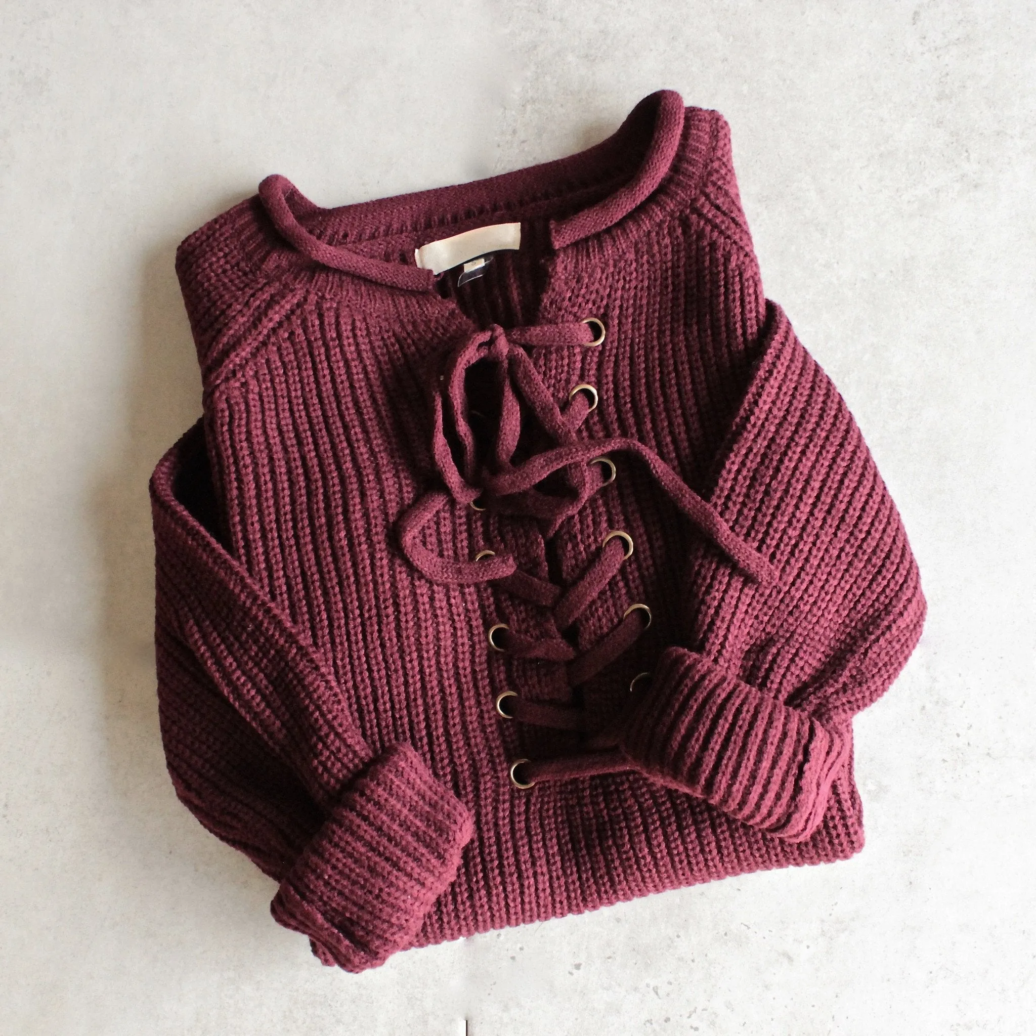 Final Sale - All Tied Up Lace-Up Front Sweater - More Colors