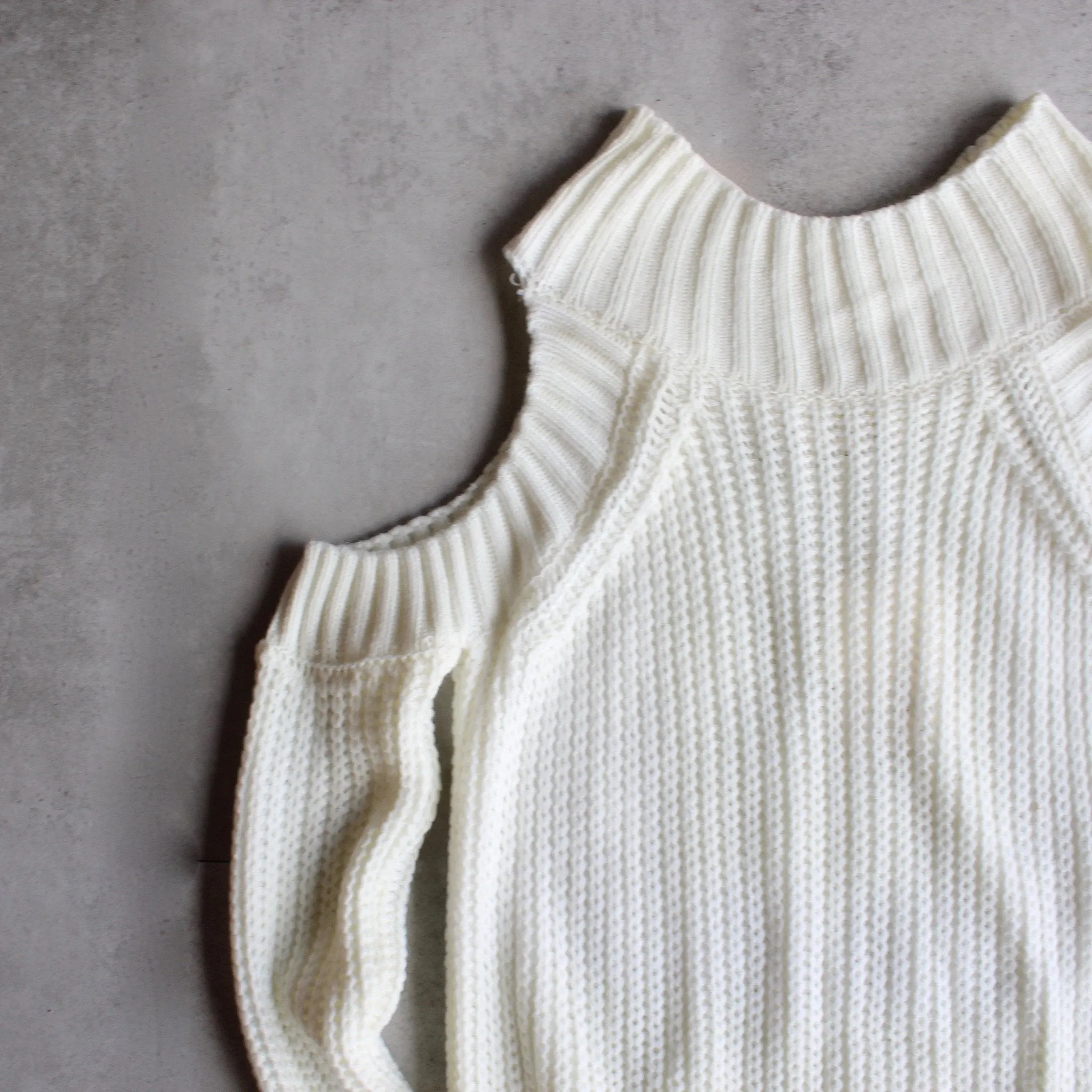 Final Sale - Cold Shoulder Knit Sweater - Ivory