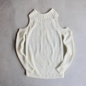 Final Sale - Cold Shoulder Knit Sweater - Ivory