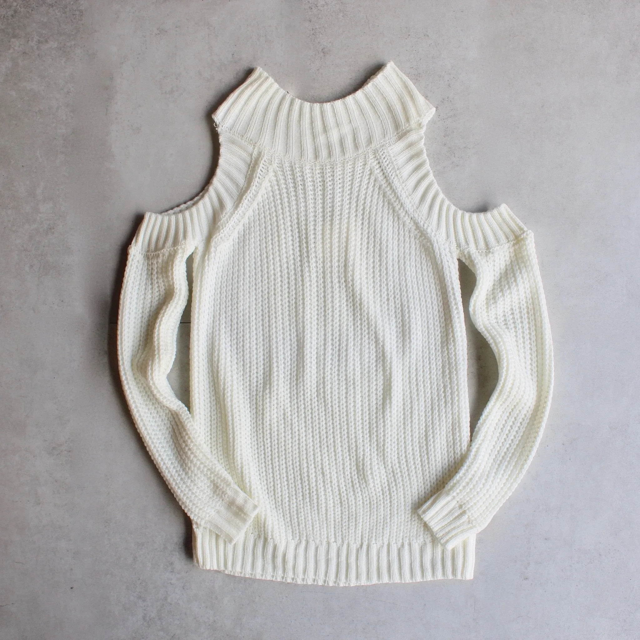 Final Sale - Cold Shoulder Knit Sweater - Ivory