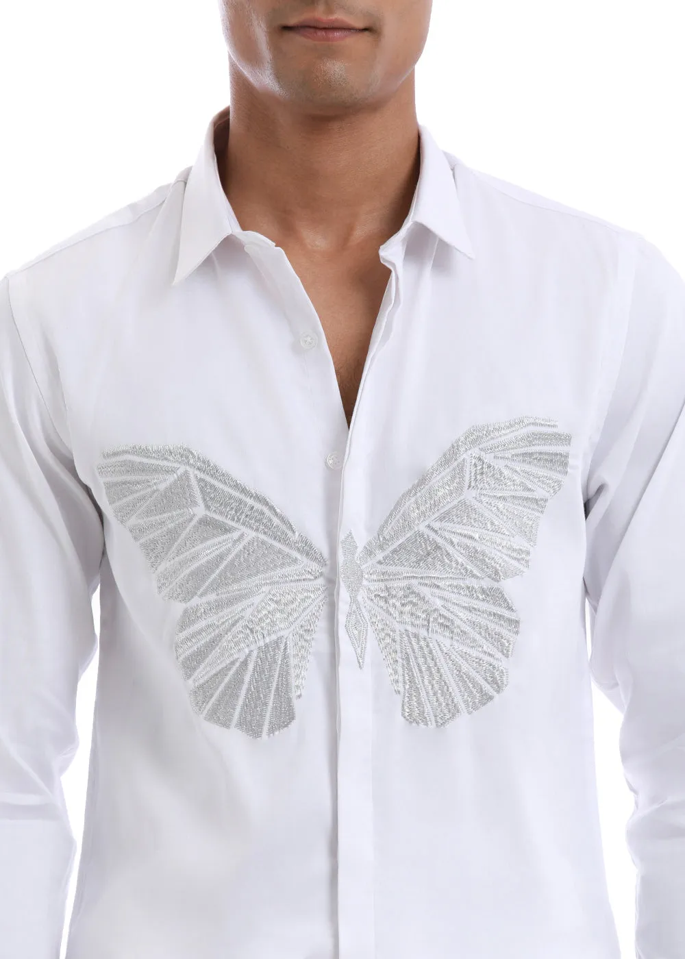 Elegant Mist White Designer Shirt by Flappers