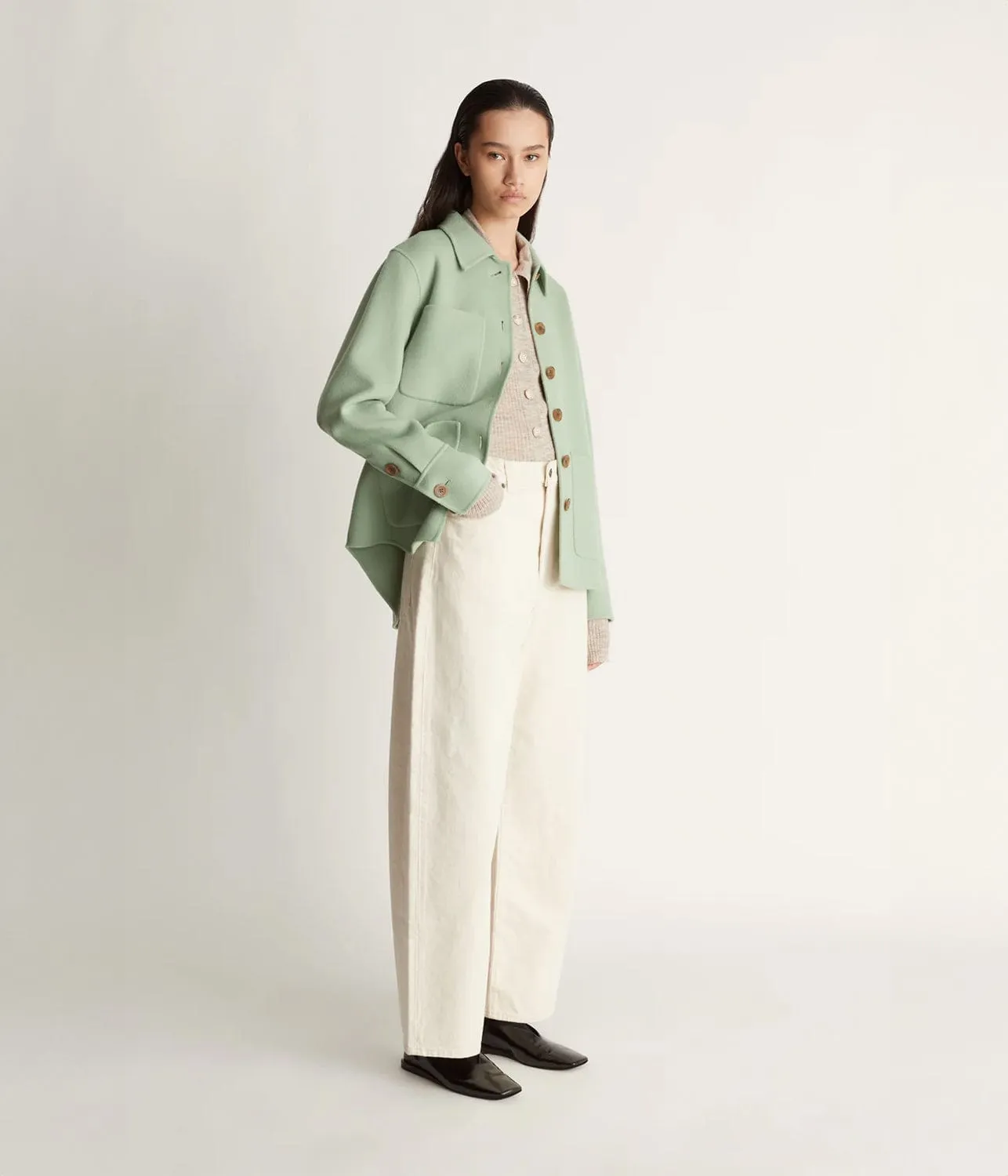 FLORENTINE CASHMERE SHIRT JACKET- SEAFOAM