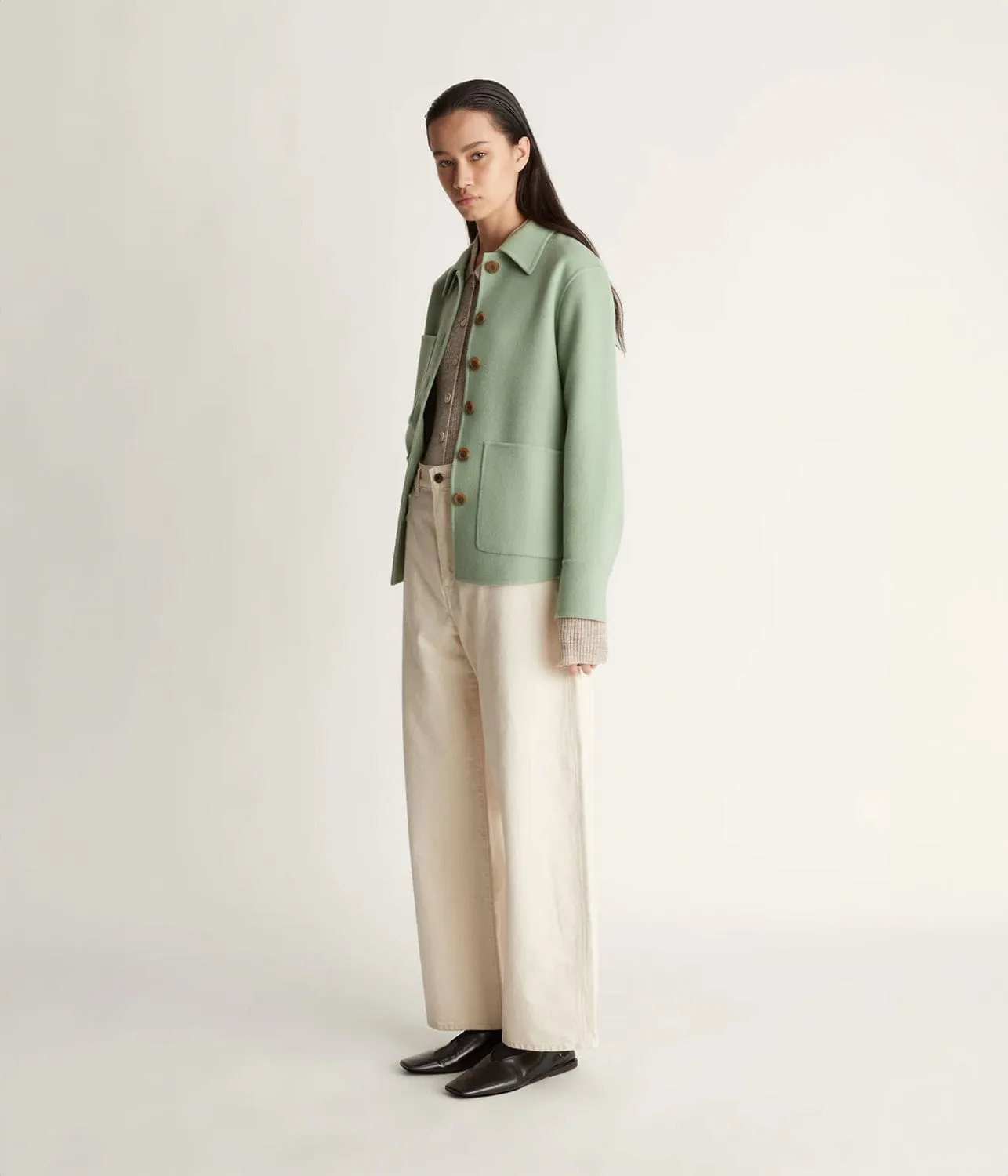 FLORENTINE CASHMERE SHIRT JACKET- SEAFOAM