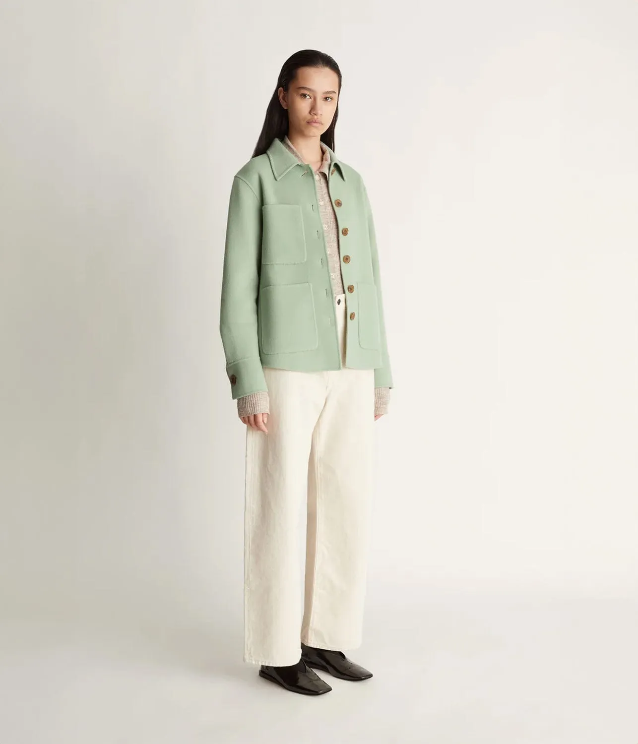 FLORENTINE CASHMERE SHIRT JACKET- SEAFOAM