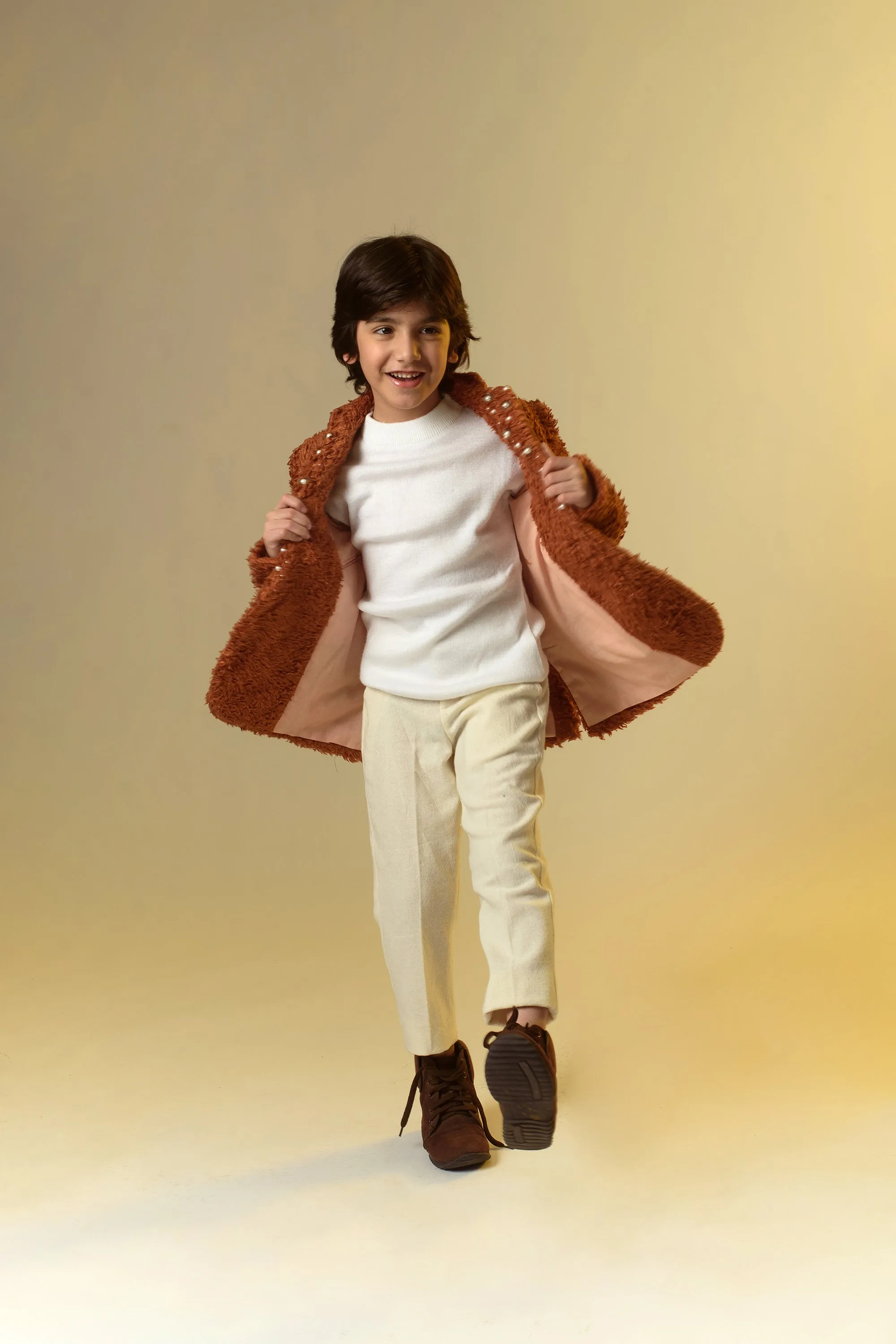 Foxy Chic- Embroidered Organic Sherpa Blazer For Boys