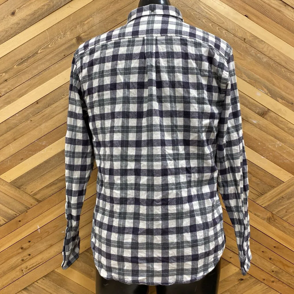 Frank & Oak - Men's Flannel Shirt - MSRP $119: White/Grey-men-LG