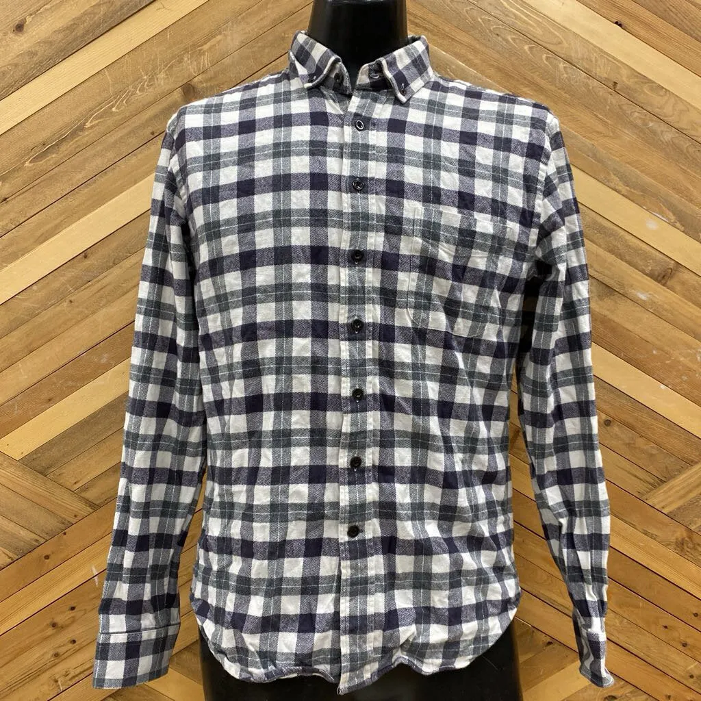 Frank & Oak - Men's Flannel Shirt - MSRP $119: White/Grey-men-LG