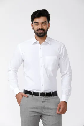 Good Luck - 100% Cotton Formal White Shirt For Men | Uathayam