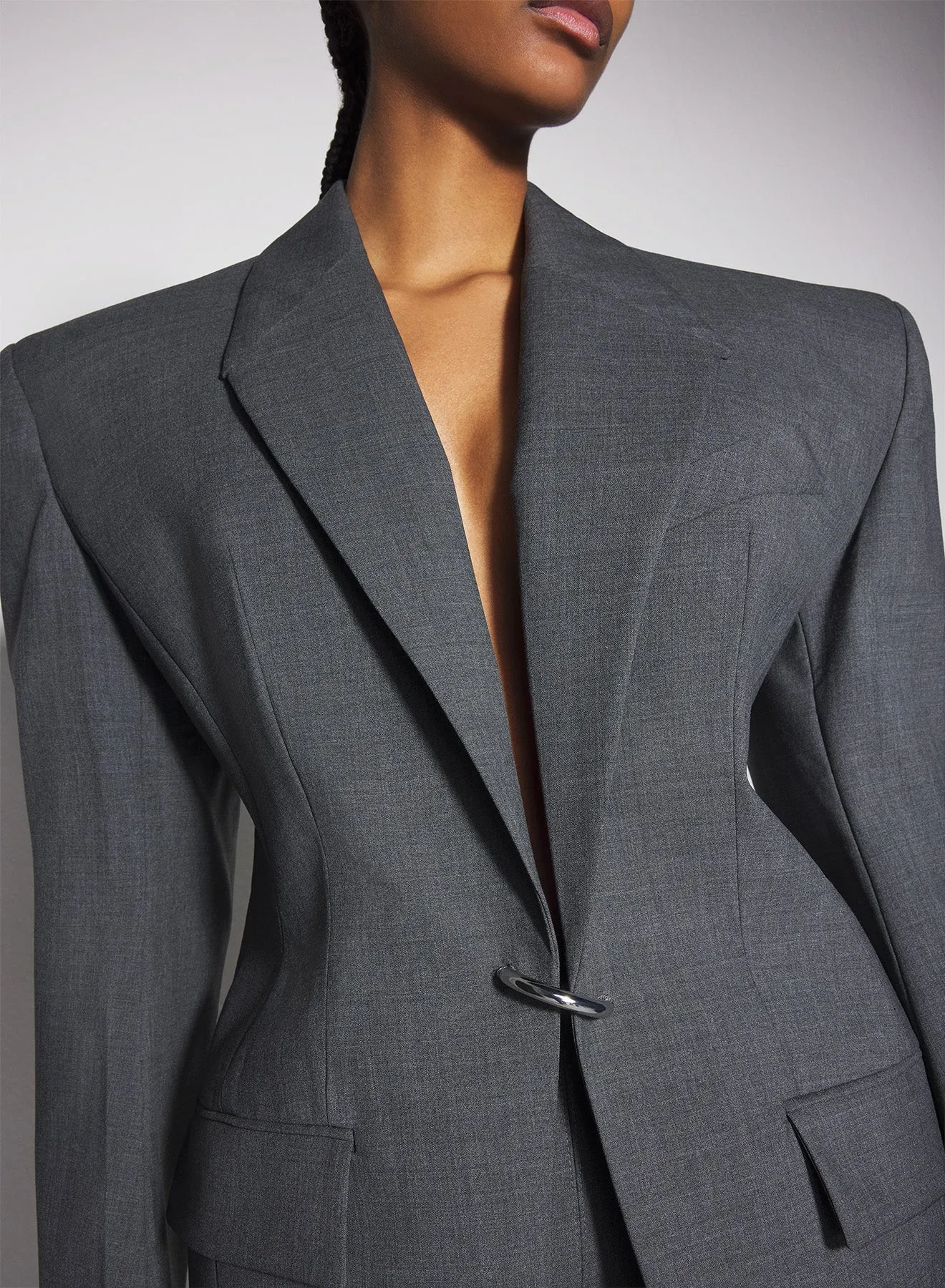 grey pierced tailored jacket