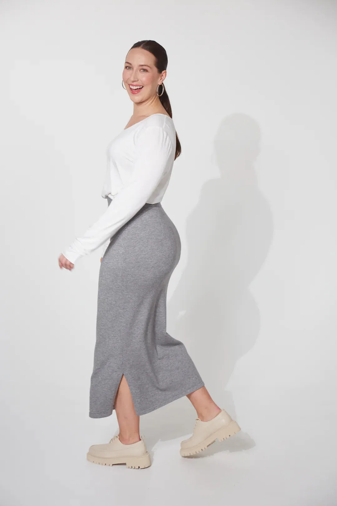 HAVEN Nikolai Knit Skirt GRAY