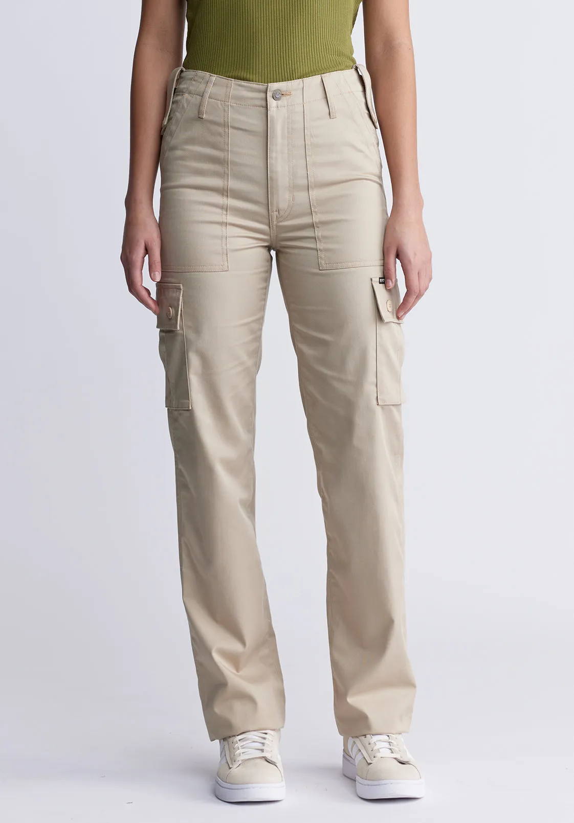 High Rise Loose Straight Jane Women's Pants in Beige - BL15975