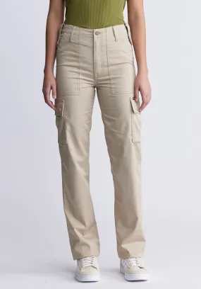 High Rise Loose Straight Jane Women's Pants in Beige - BL15975