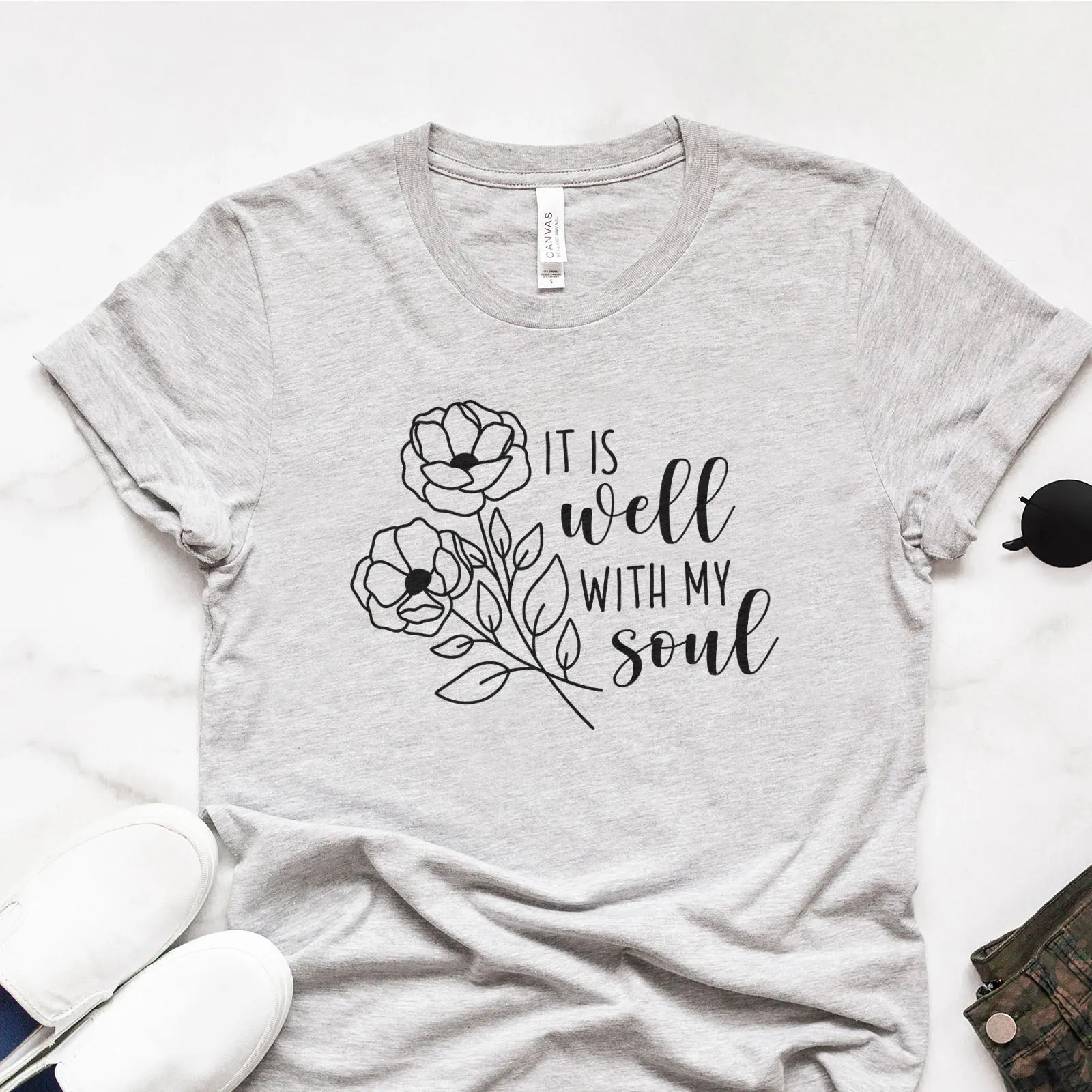 It Is Well With My Soul - Flowers Tee