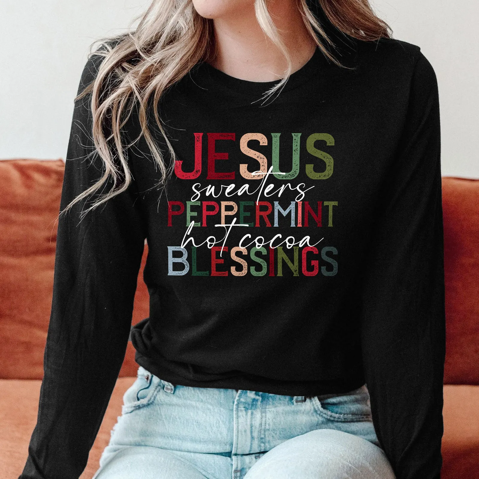 Jesus, Sweaters and Peppermint Long Sleeve