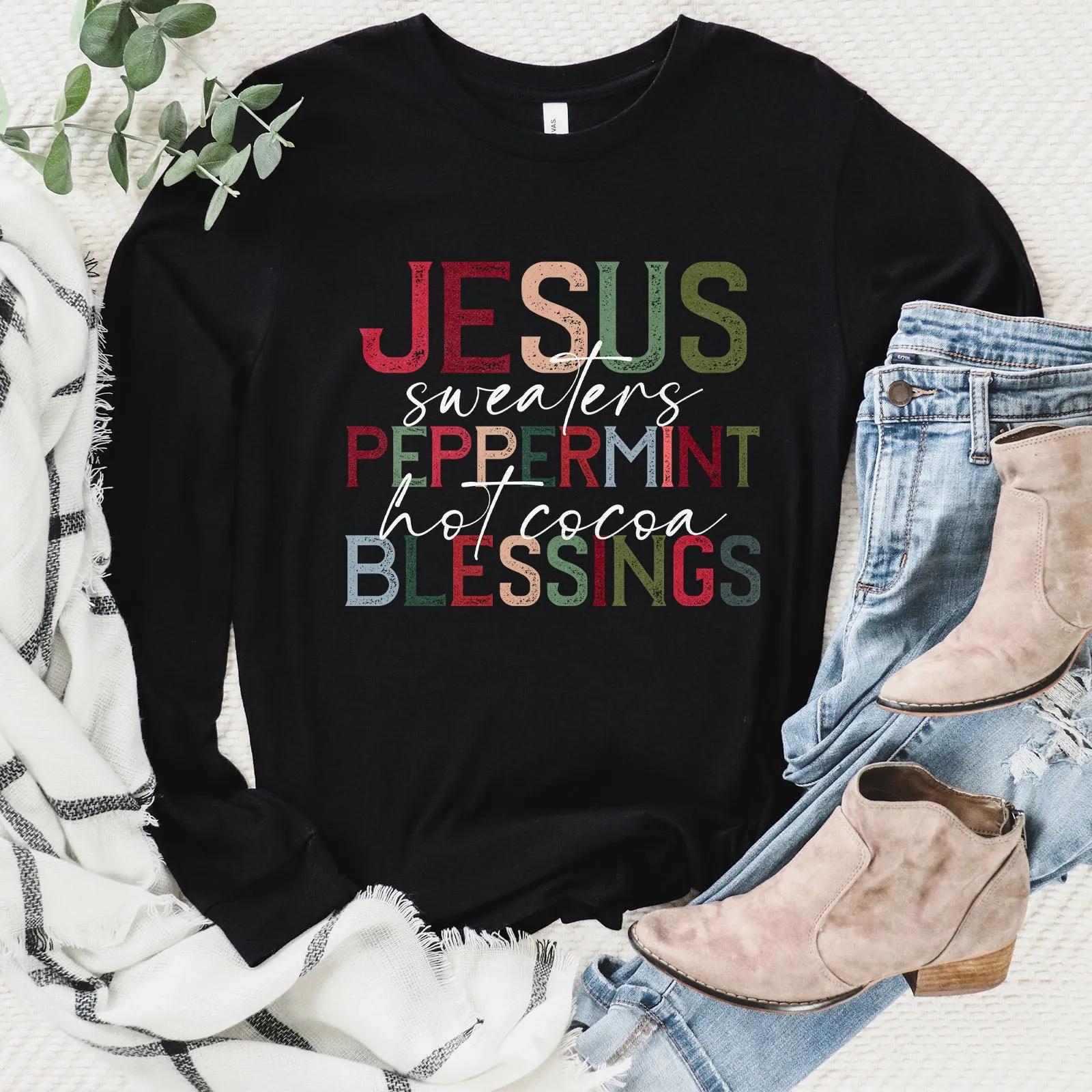 Jesus, Sweaters and Peppermint Long Sleeve