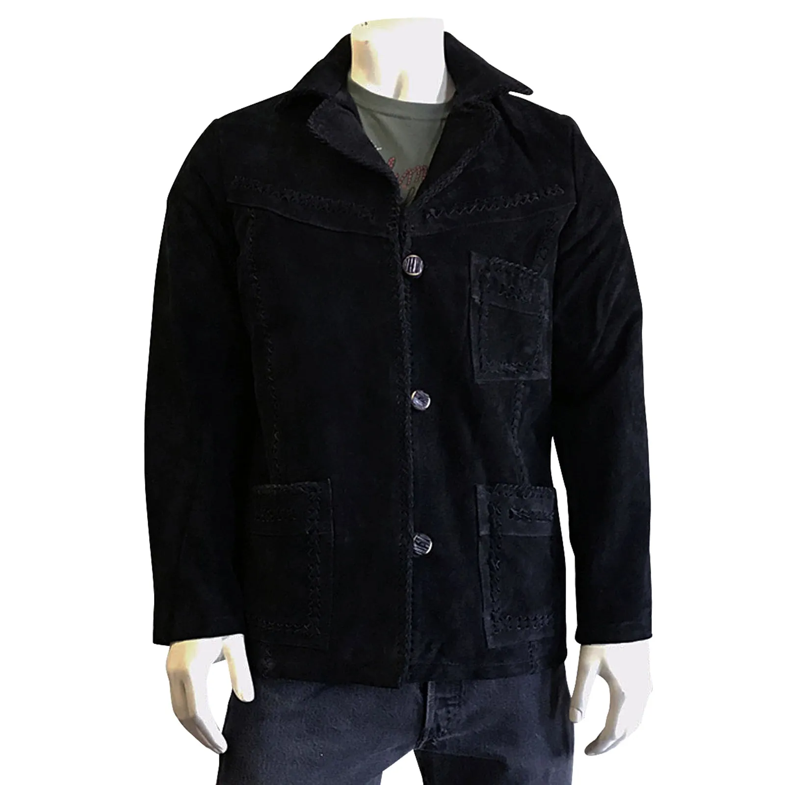 Kid's Charcoal Black Laced Suede Western Jacket