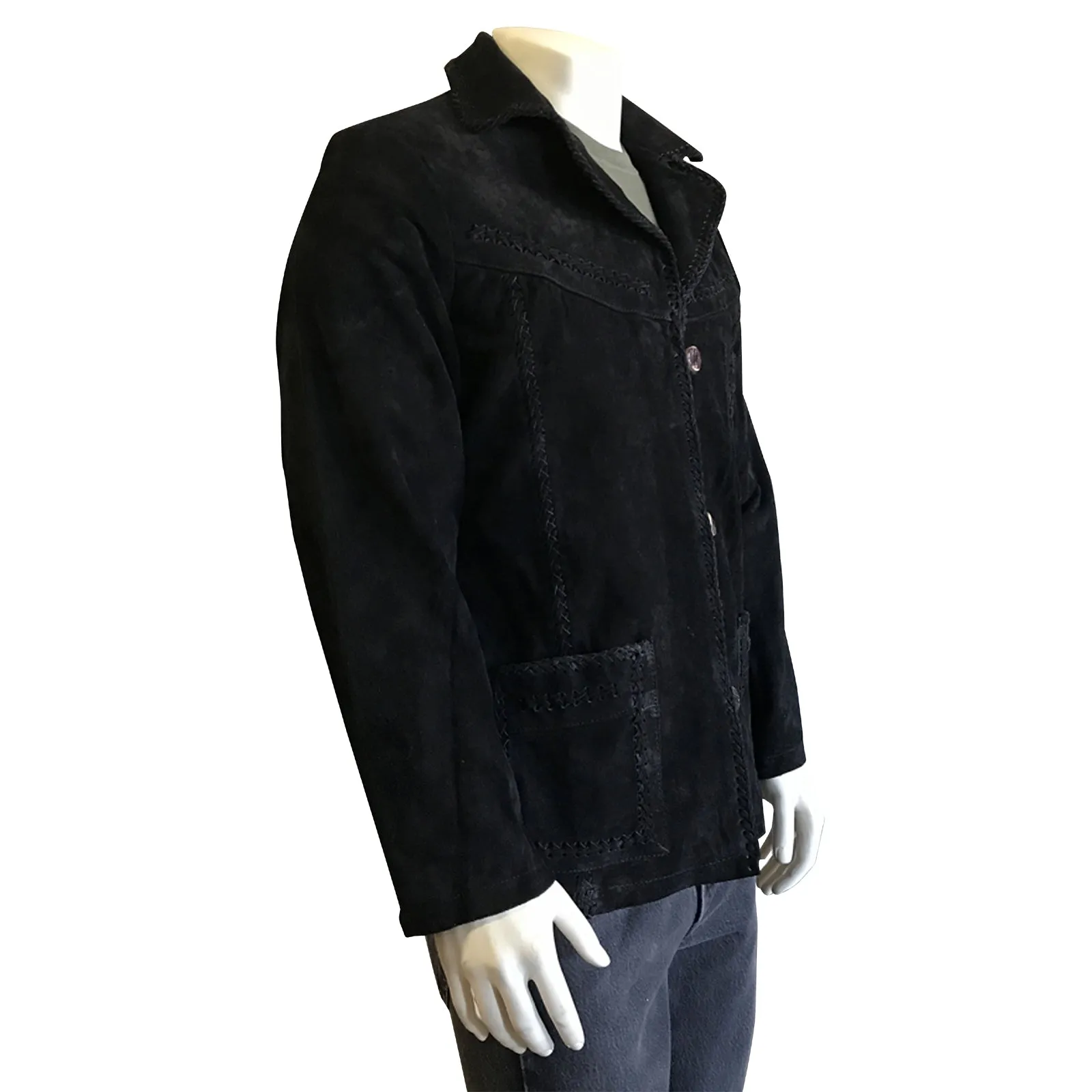 Kid's Charcoal Black Laced Suede Western Jacket