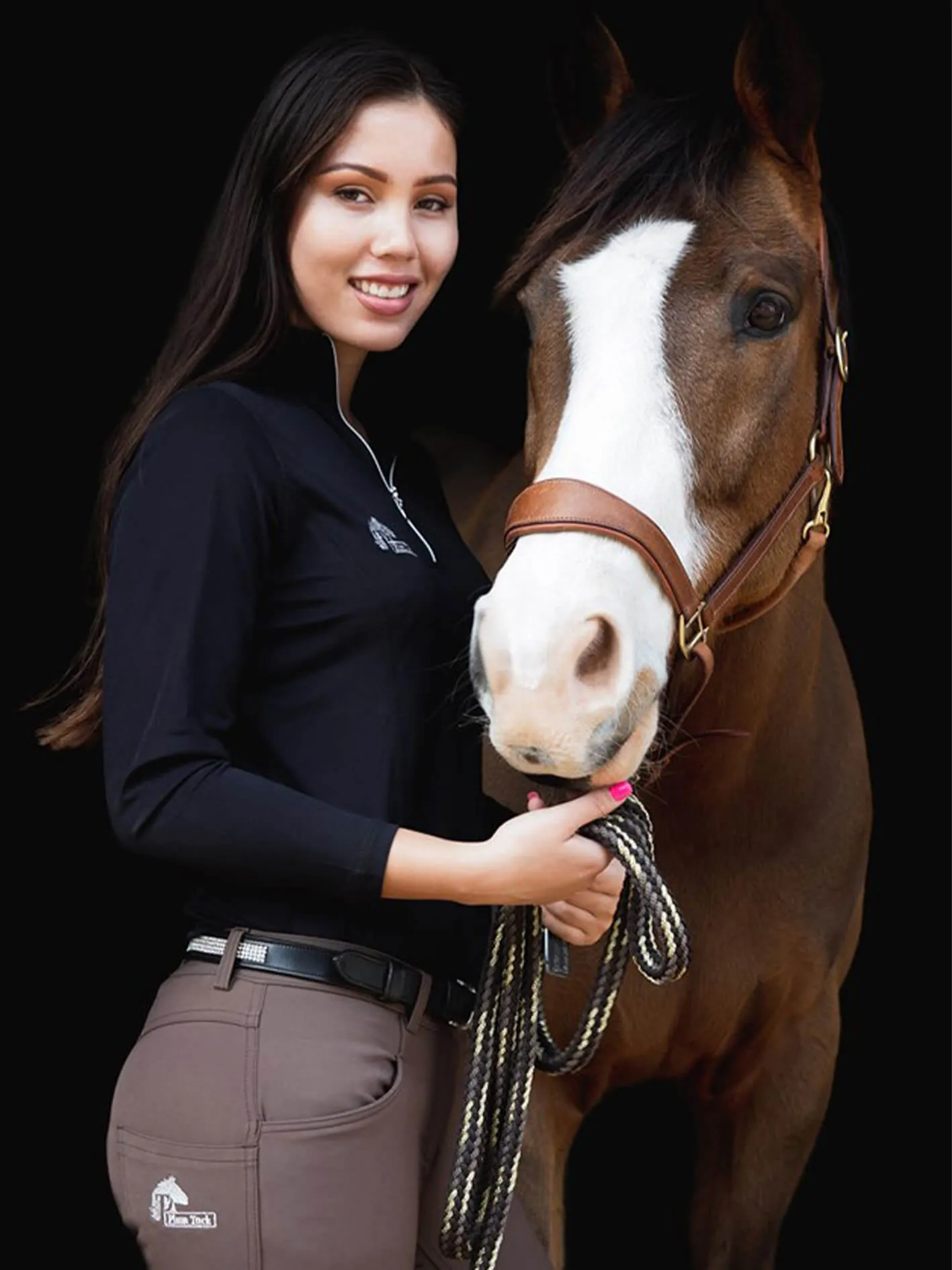 Ladies Cool Summer riding tops in black- Long sleeve