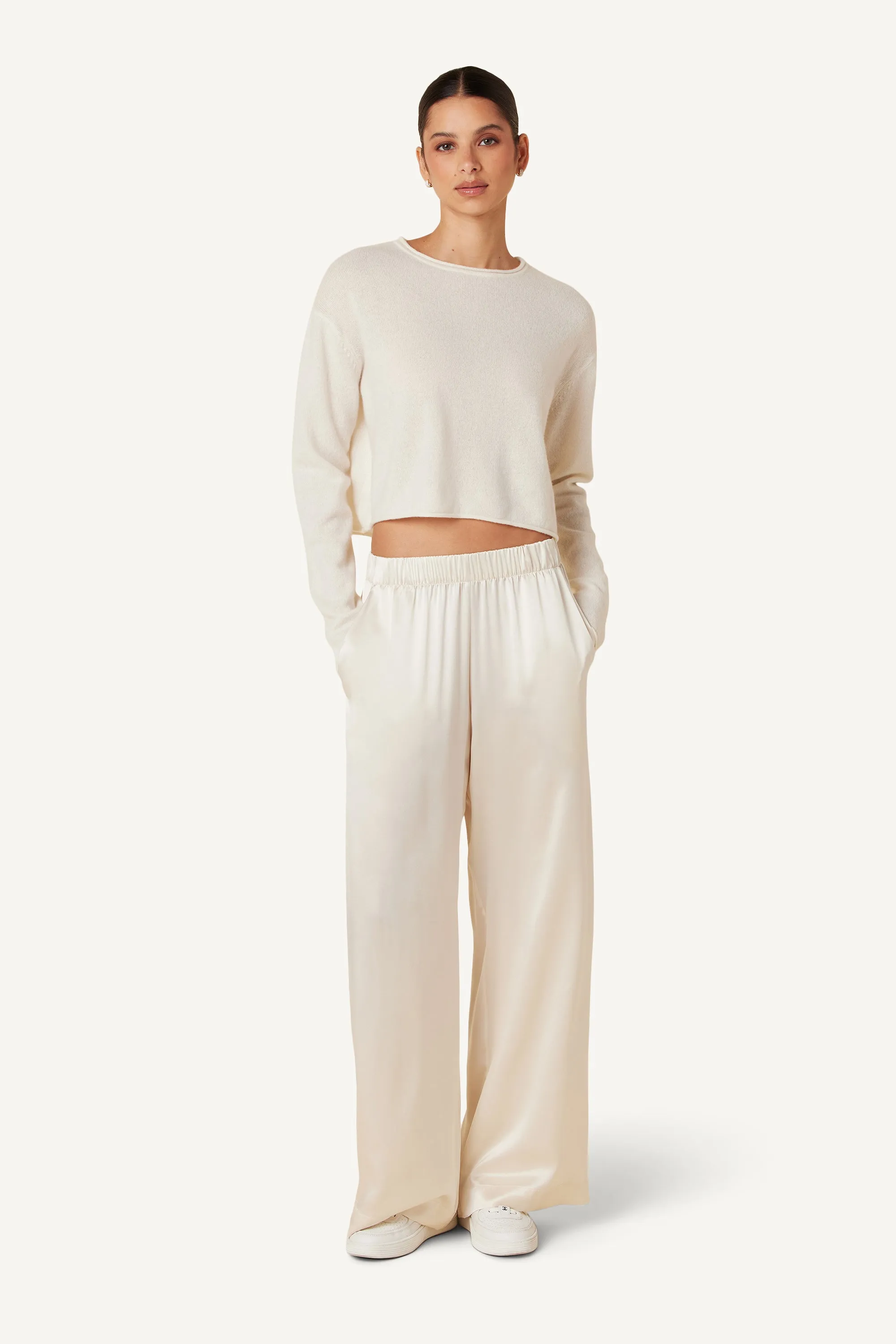 LANCE CASHMERE CROP PULLOVER | GARDENIA