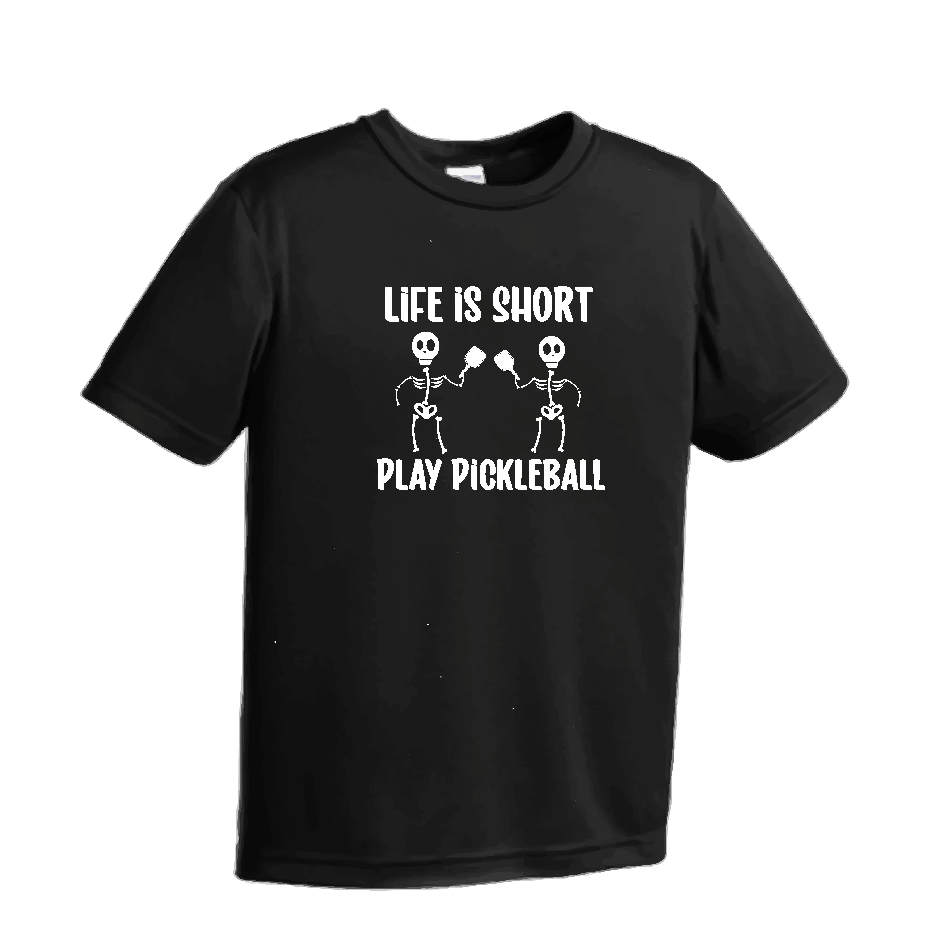 Life is Short Skeletons | Youth Short Sleeve Pickleball Shirts | 100% Polyester