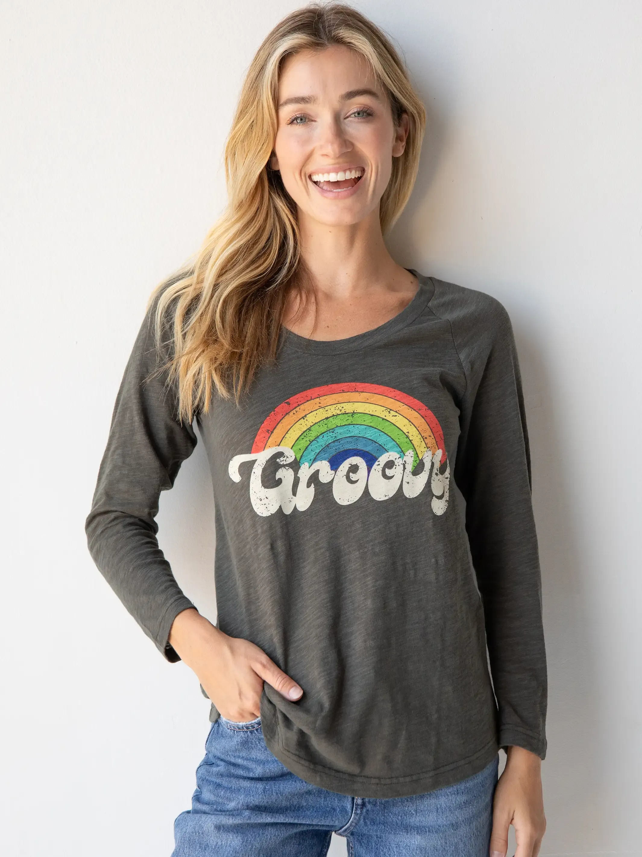 Long Sleeve Boho Cotton Tee Shirt - Groovy