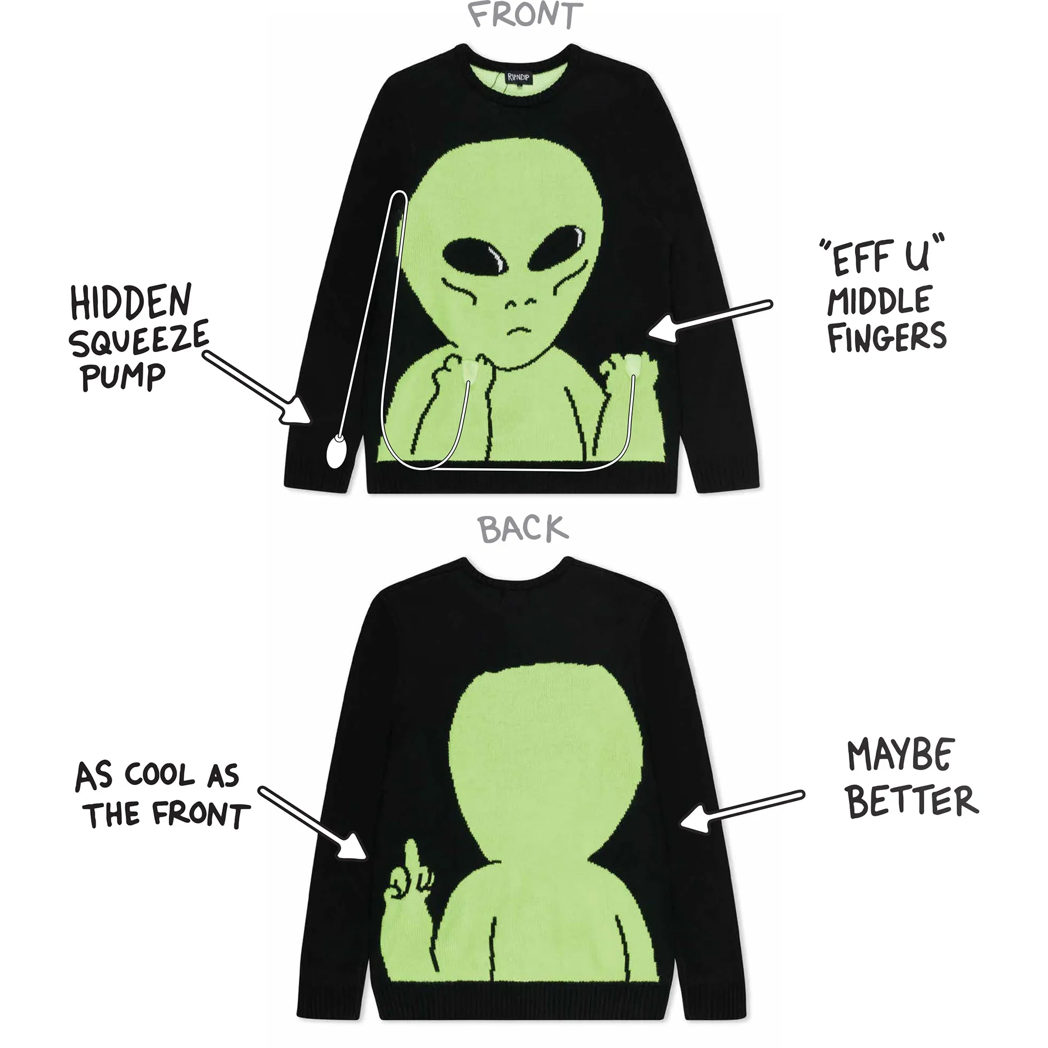 Lord Alien Flippy Knitty Sweater (Black)