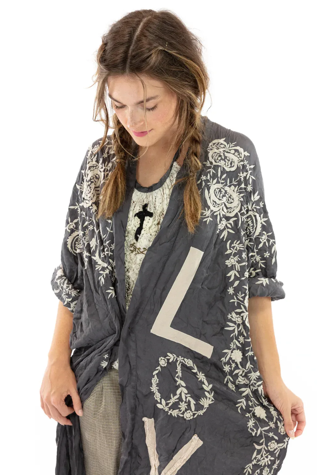 LOVE applique kimono | 505 midnight