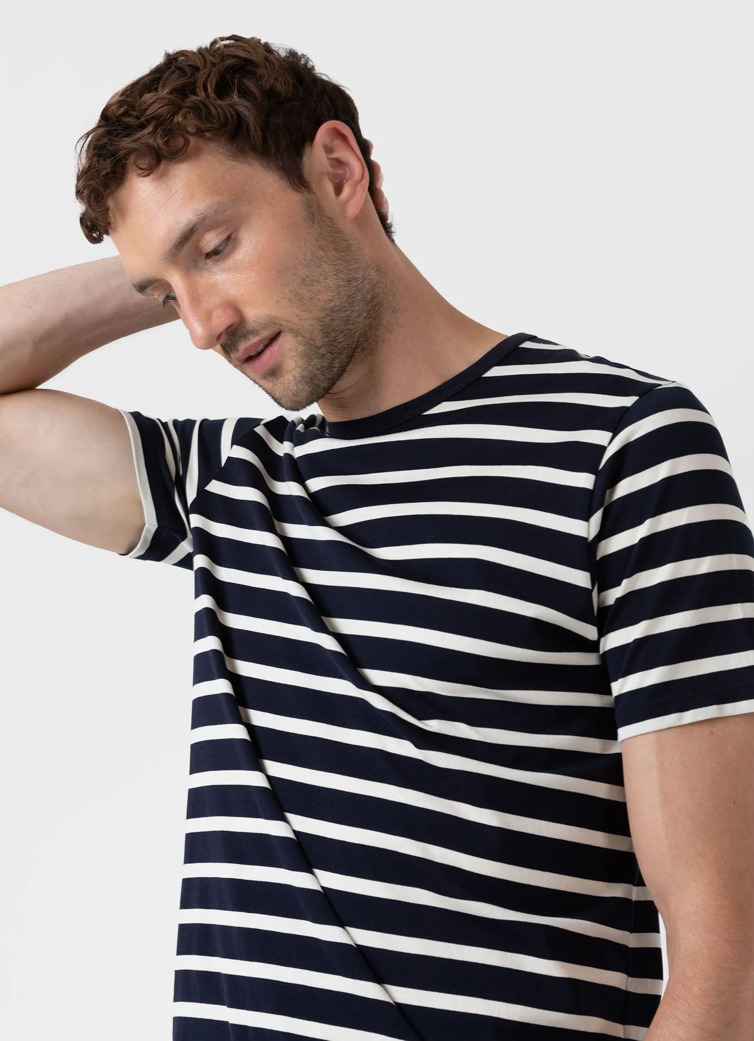 Men's Classic T-shirt in Navy/Ecru Breton Stripe