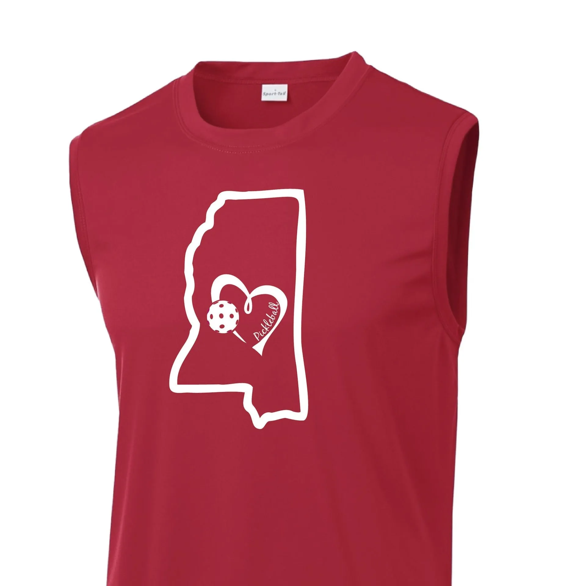 Mississippi State With Pickleball Love | Men's Sleeveless Pickleball Shirt | 100% Polyester