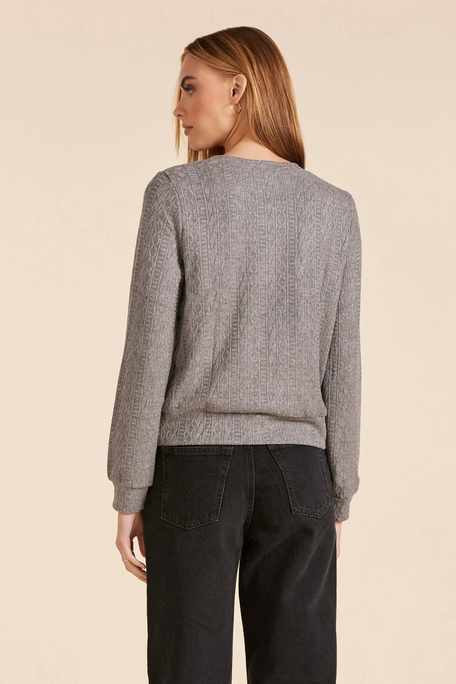 MIXED CABLE KNIT PULLOVER