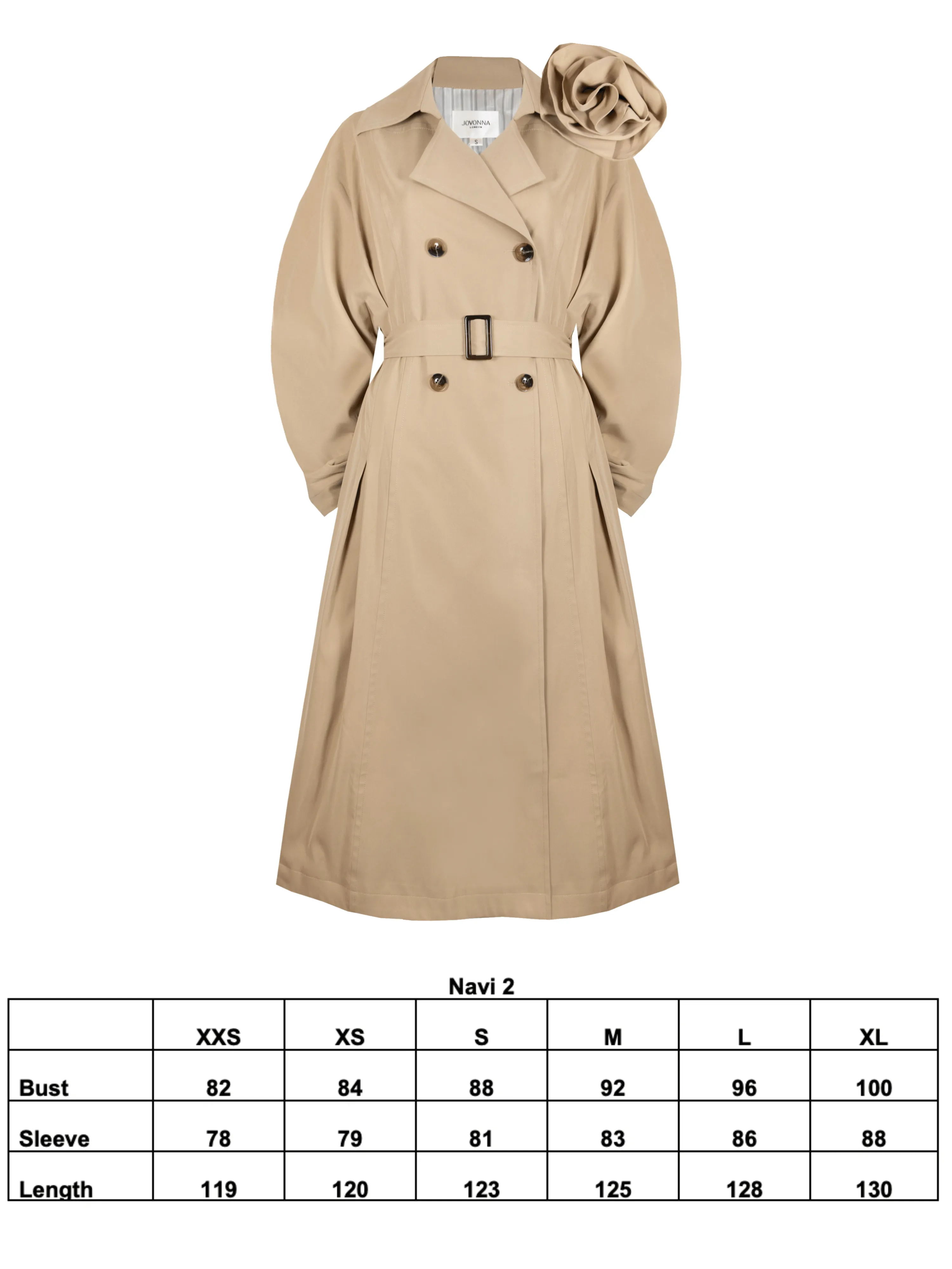 NAVI 2 TRENCH WITH CORSAGE IN BEIGE