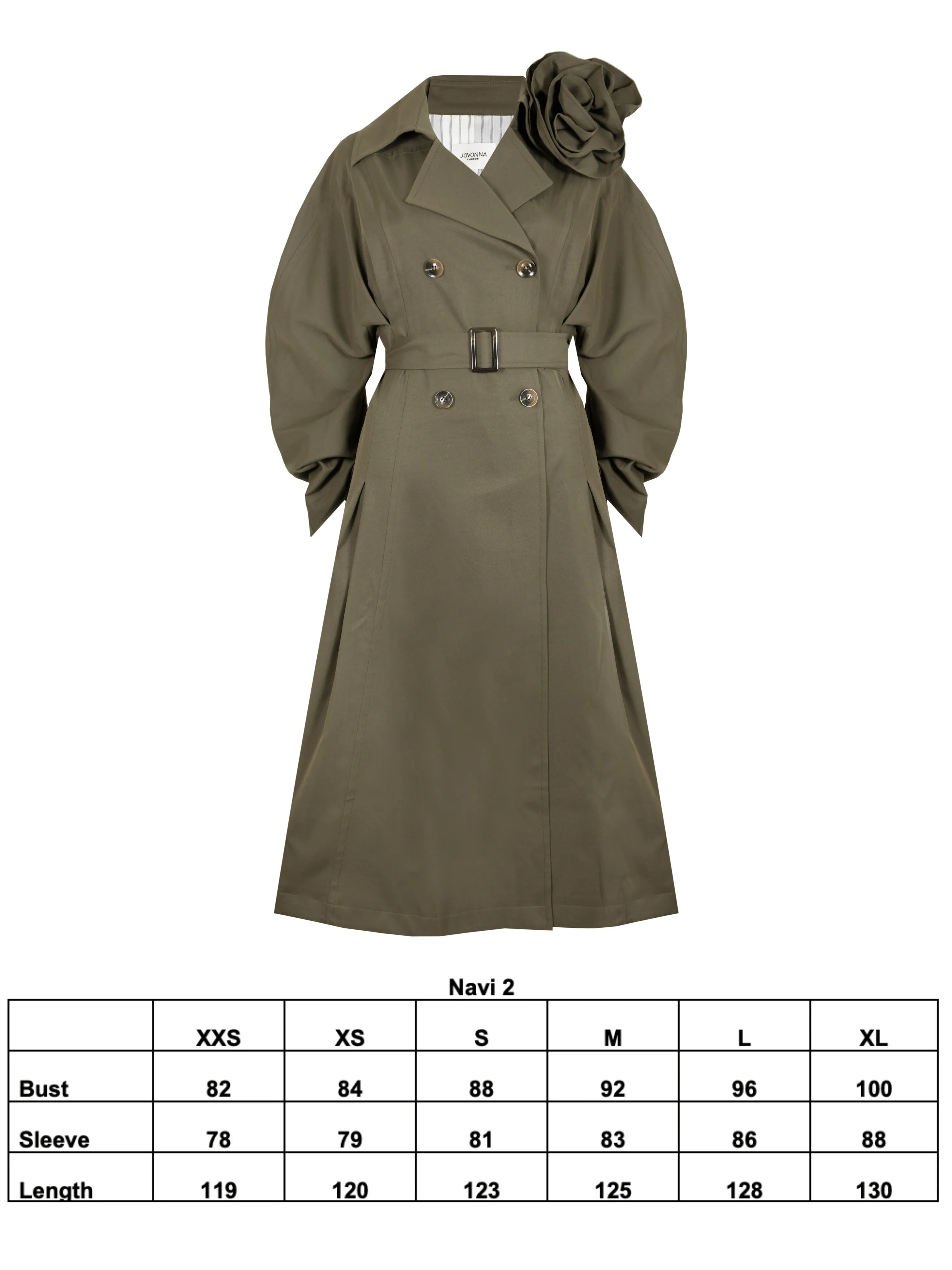 NAVI 2 TRENCH WITH CORSAGE IN KHAKI