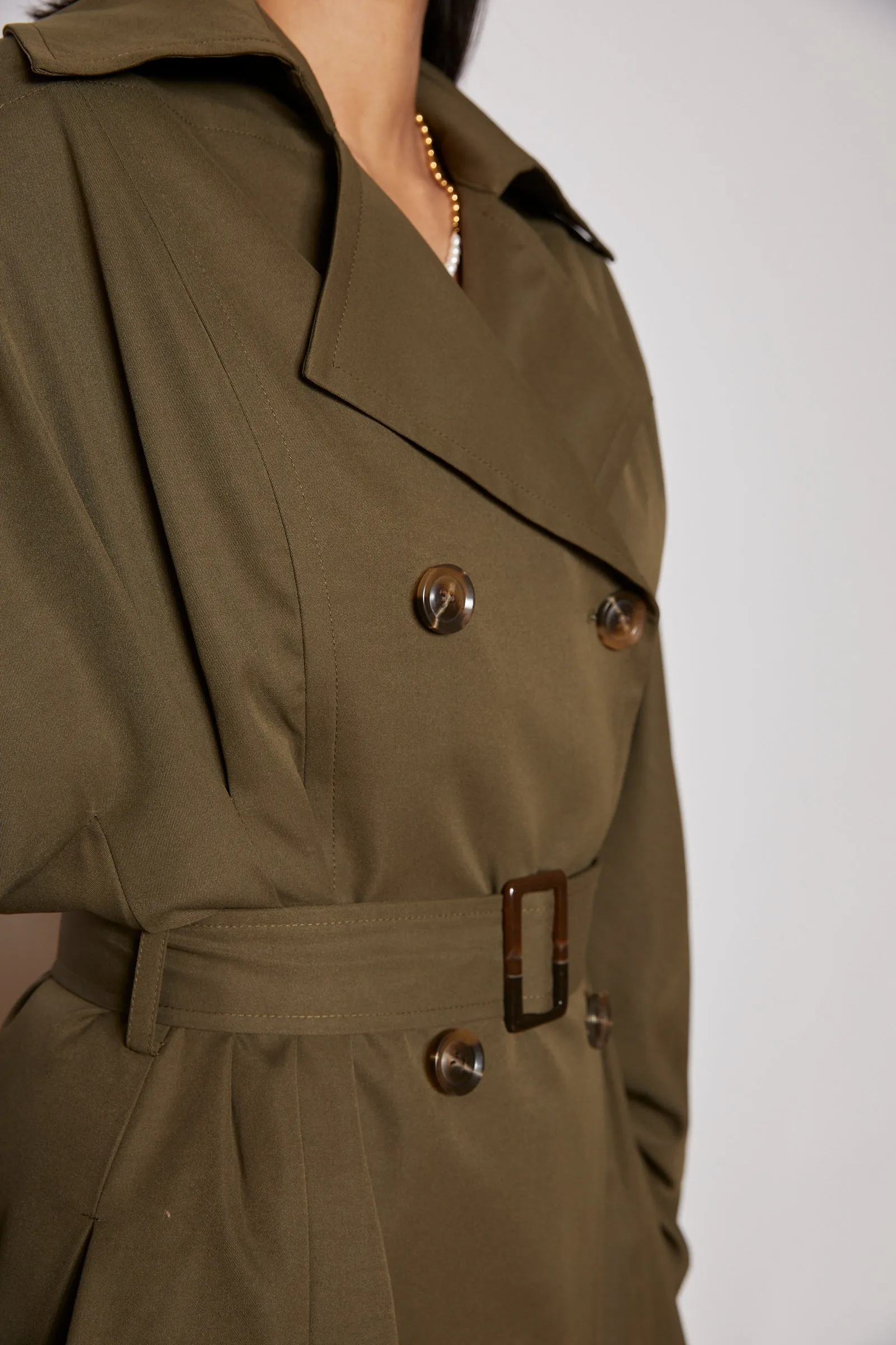 NAVI 2 TRENCH WITH CORSAGE IN KHAKI