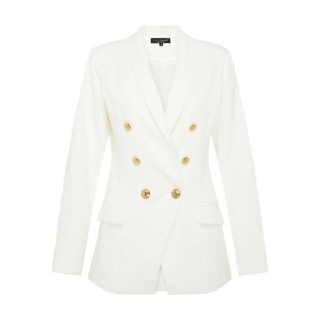 Off White Blazer with Gold Buttons