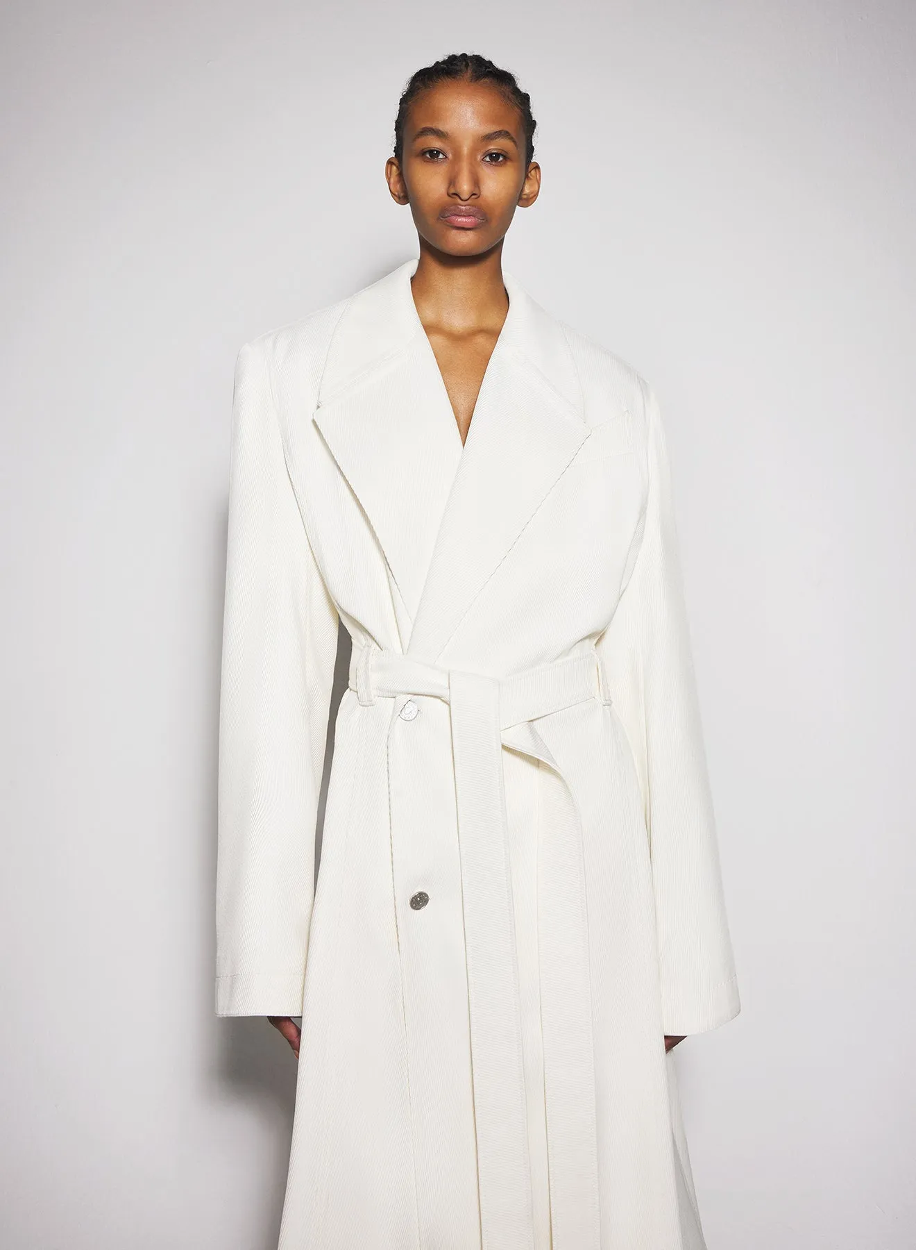 off-white ribbed belted coat