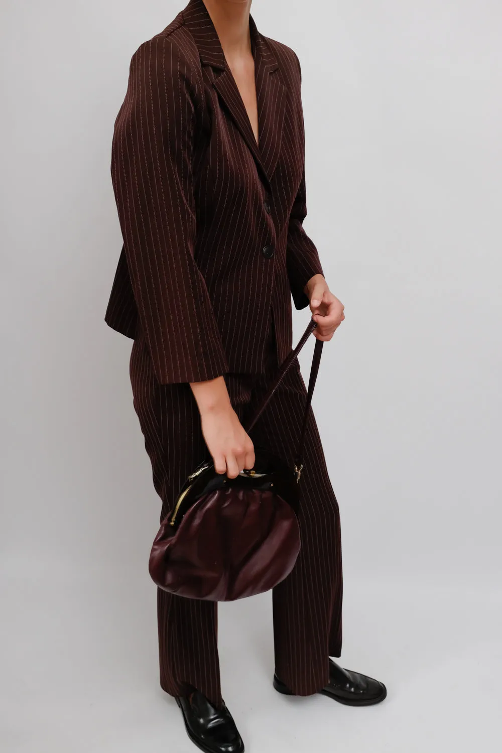 PINSTRIPE BURGUNDY PANT SUIT