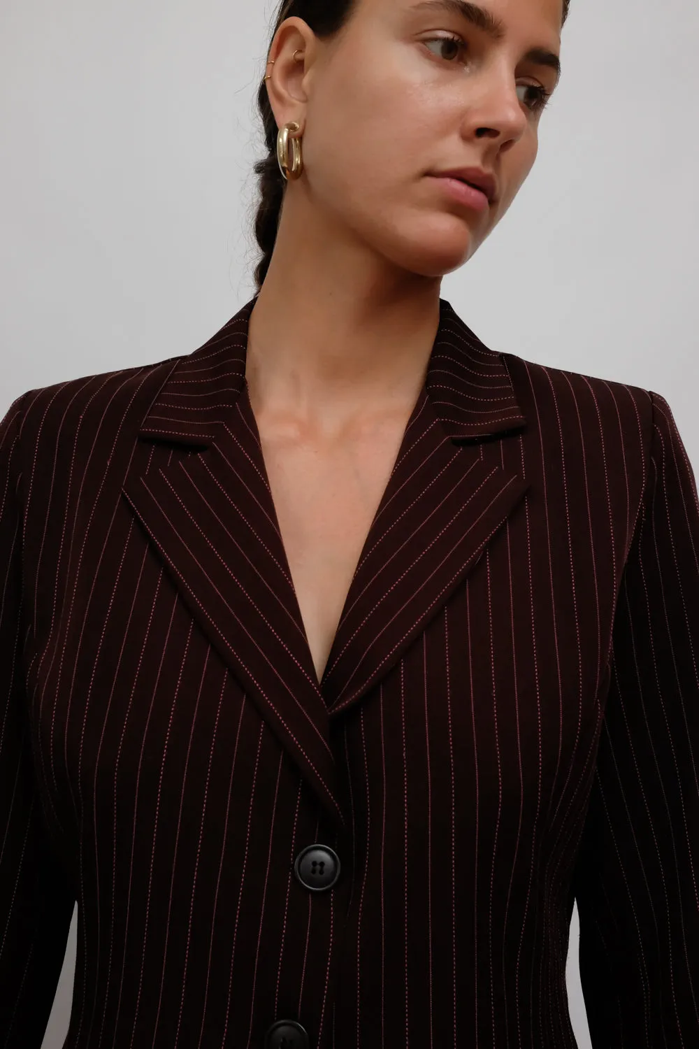 PINSTRIPE BURGUNDY PANT SUIT