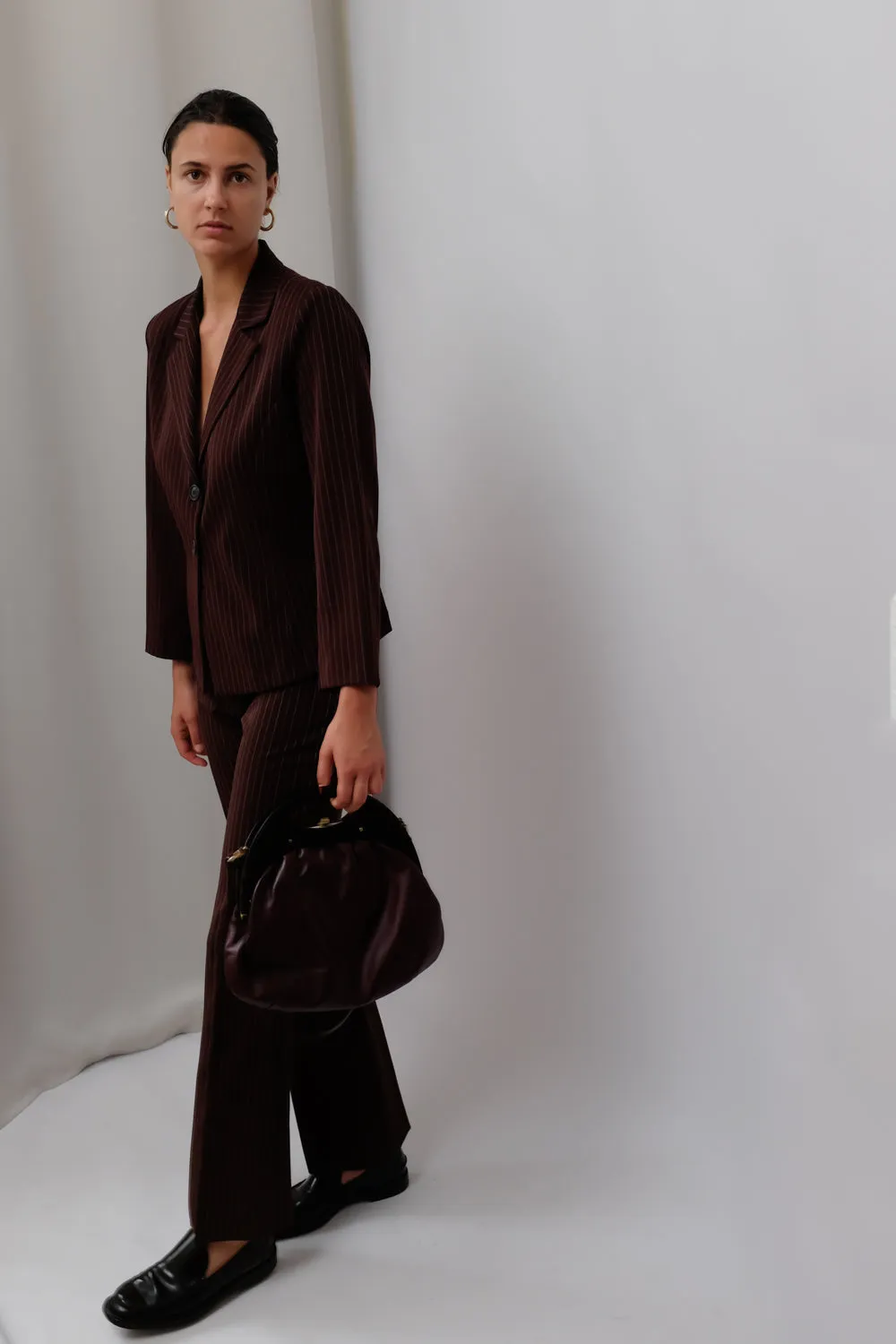 PINSTRIPE BURGUNDY PANT SUIT