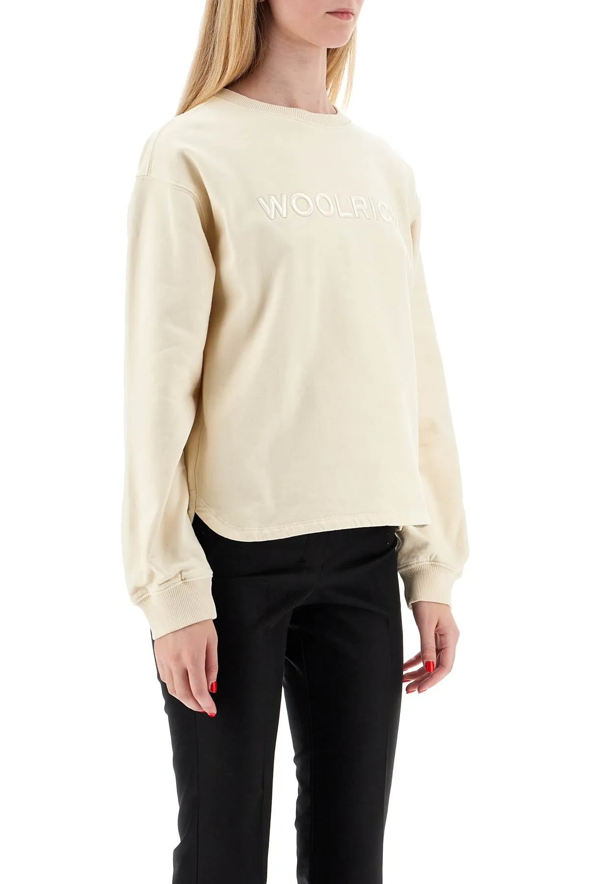 "embroidered logo crewneck CFWWSW0135 FRUT3858 MILKY CREAM