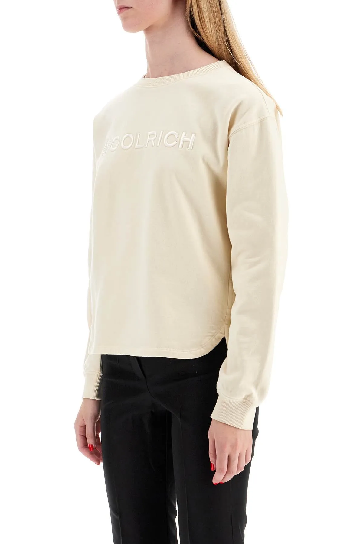 "embroidered logo crewneck CFWWSW0135 FRUT3858 MILKY CREAM